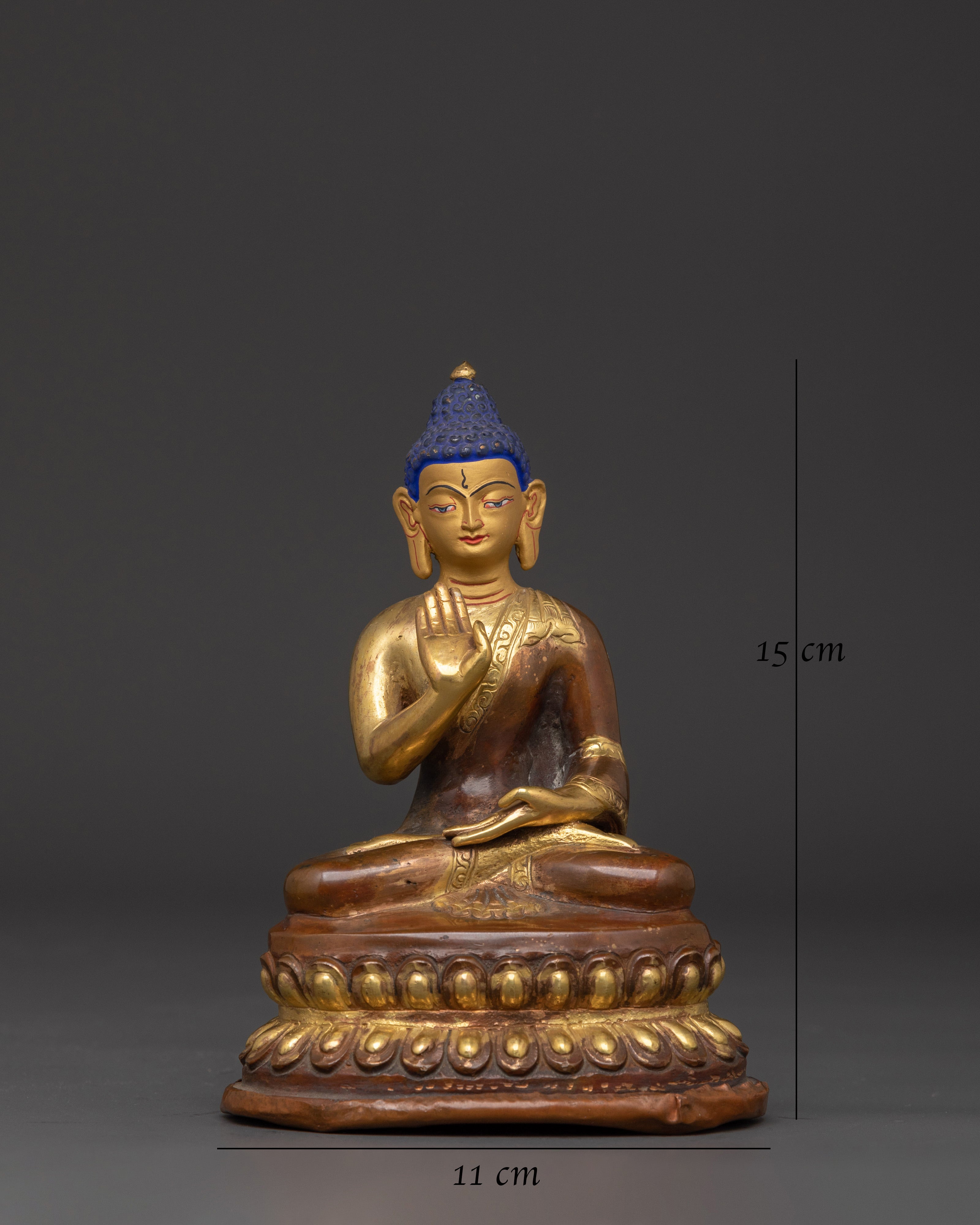 Amogasiddhi Statue Gold Plated Oxidized Copper | Buddhist Deity Figurine