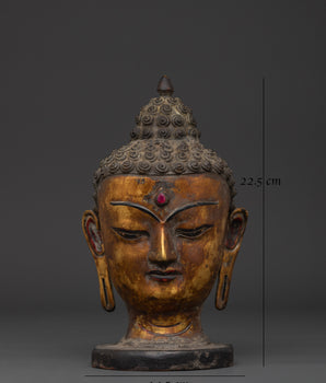 Serene Buddha Head Figurine | Brass Buddha Sculpture for Home and Meditation