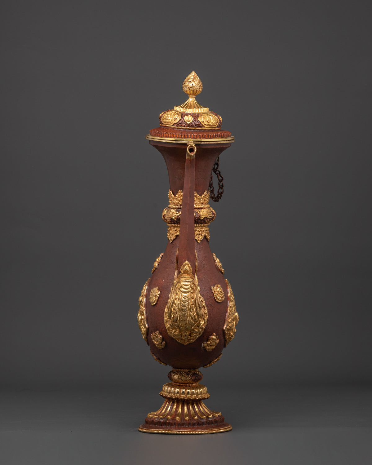 Handcrafted Buddhist Ritual Vessel Bhumba | Oxidized Copper Sacred Offering Pot