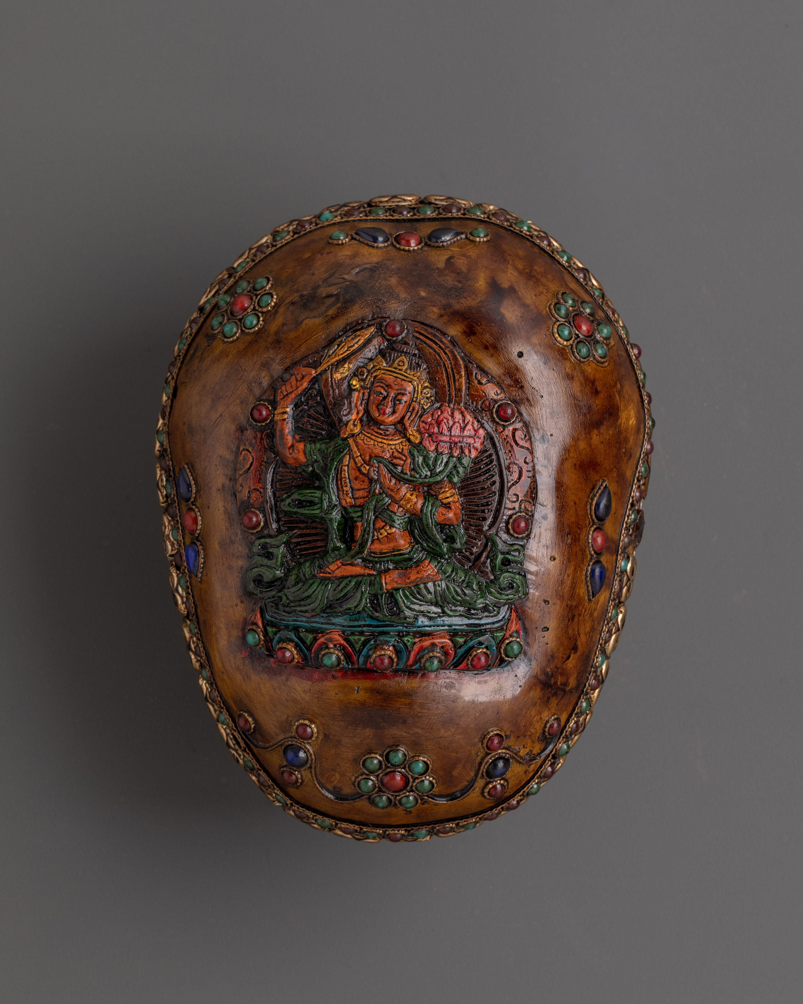 Resin Kapala Skull Cup for Buddhist Rituals and Tantric Ceremonies