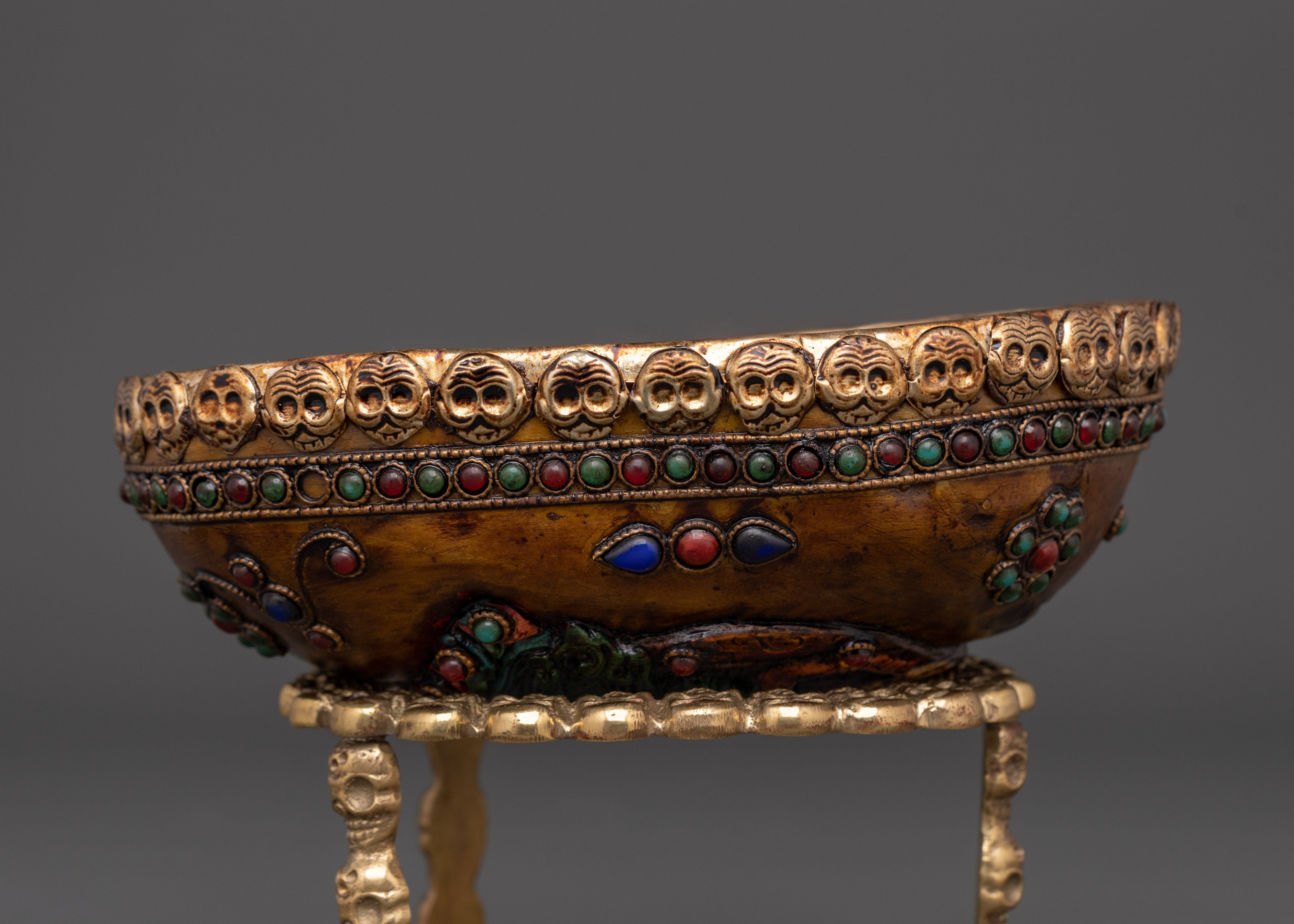 Resin Kapala Skull Cup for Buddhist Rituals and Tantric Ceremonies