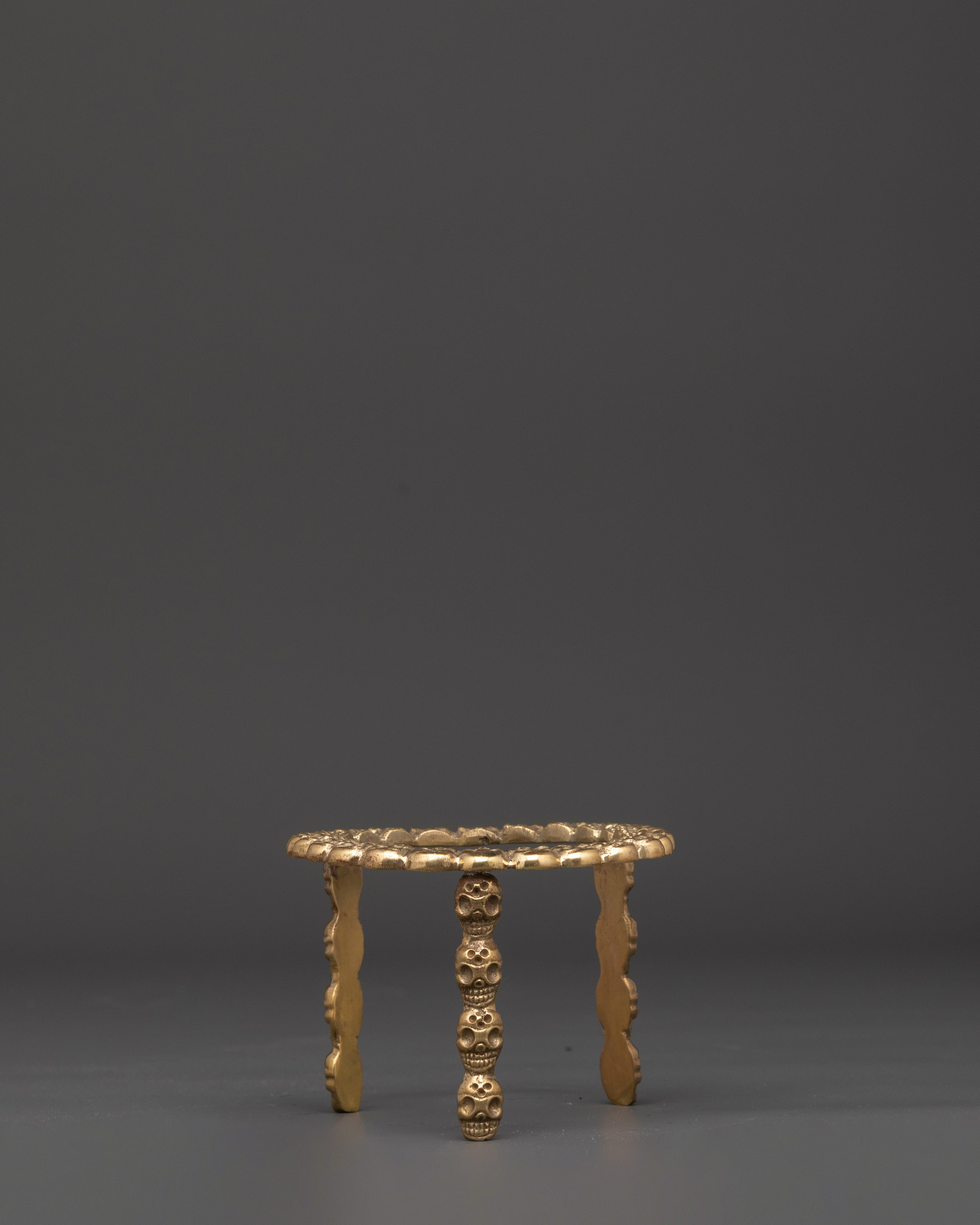Handcrafted Resin Kapala with Brass Stand | Tibetan Ritual Skull Cup