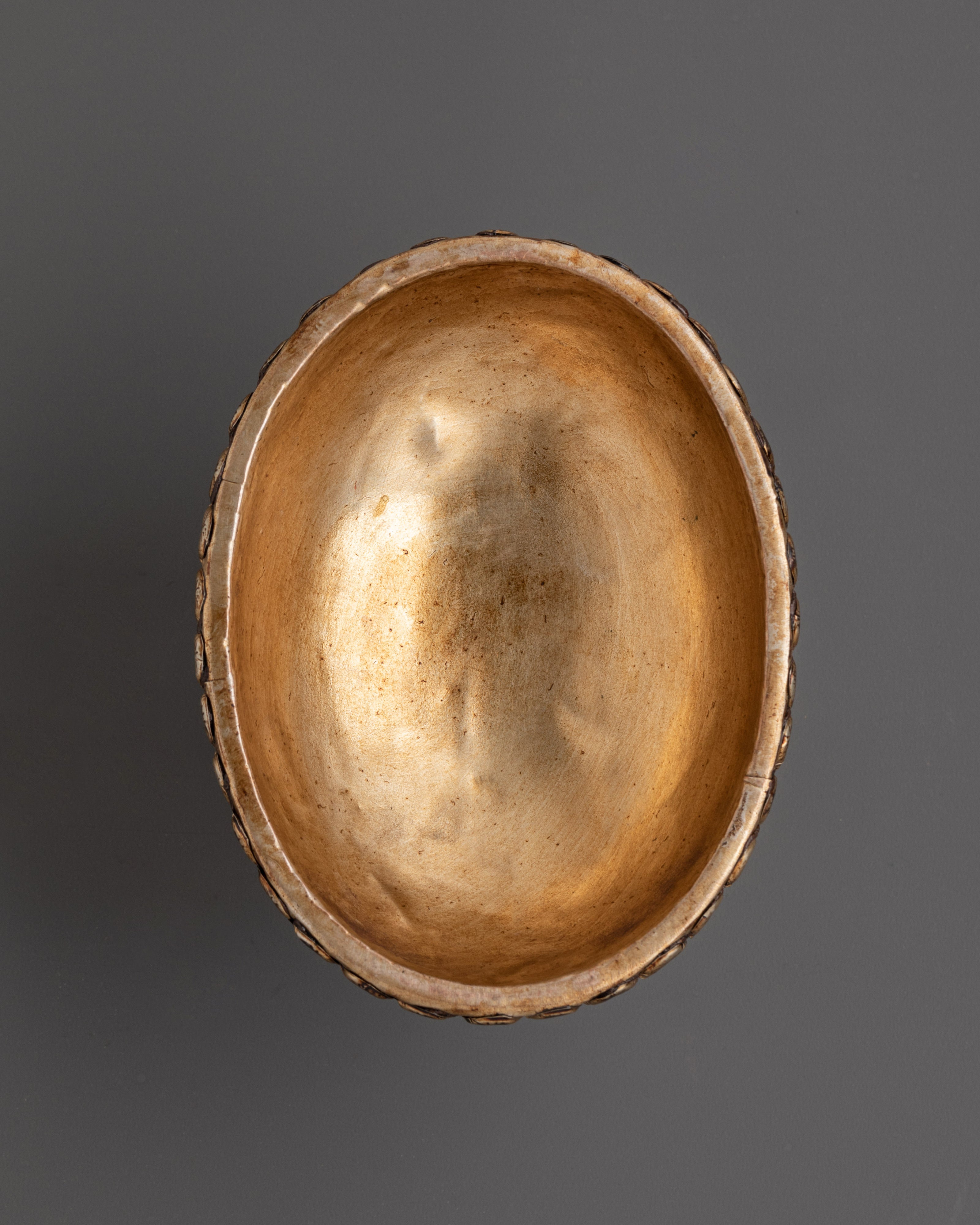 Handcrafted Resin Kapala with Brass Stand | Tibetan Ritual Skull Cup
