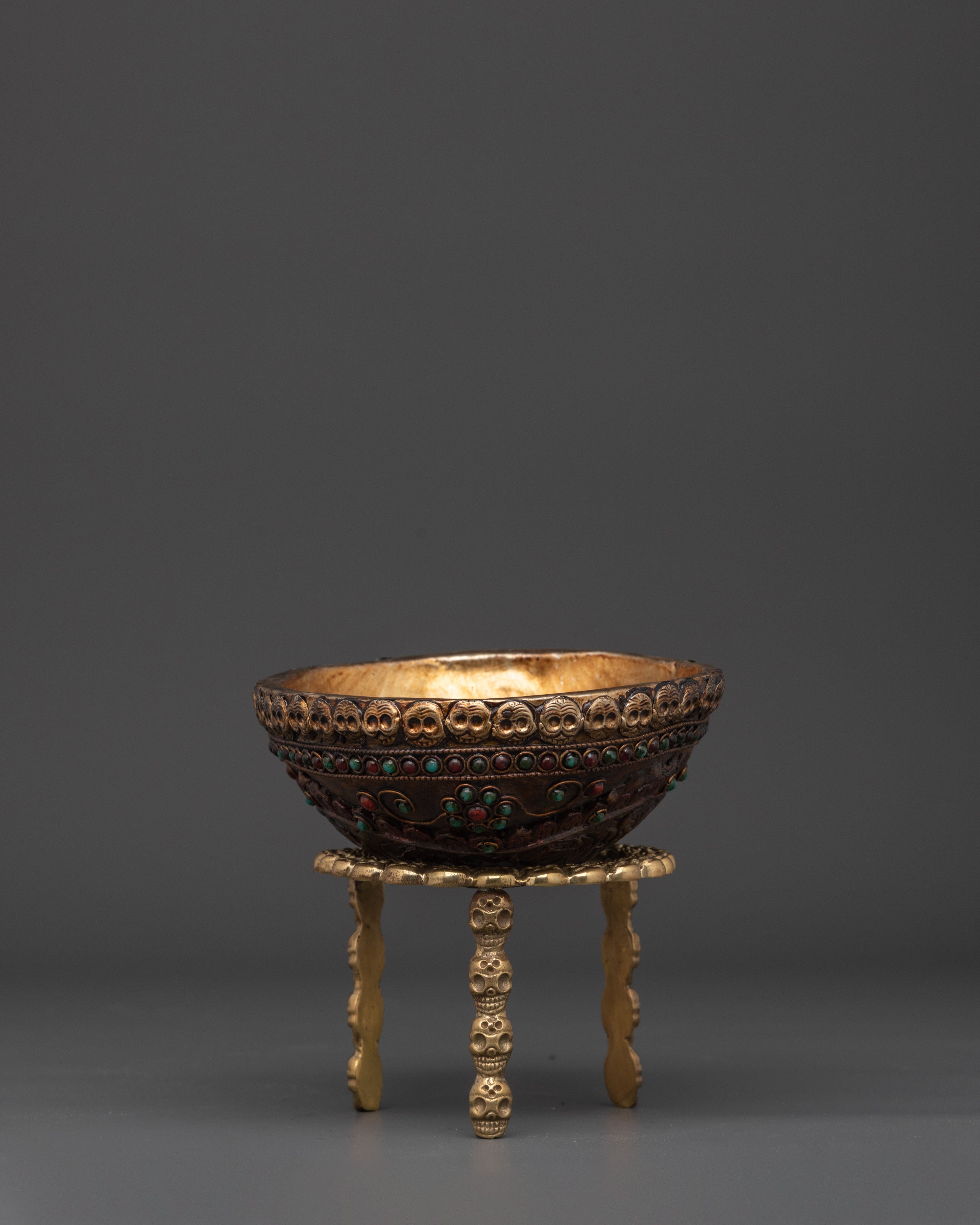 Tantric Offering Kapala |  Silver-Plated Skull Cup