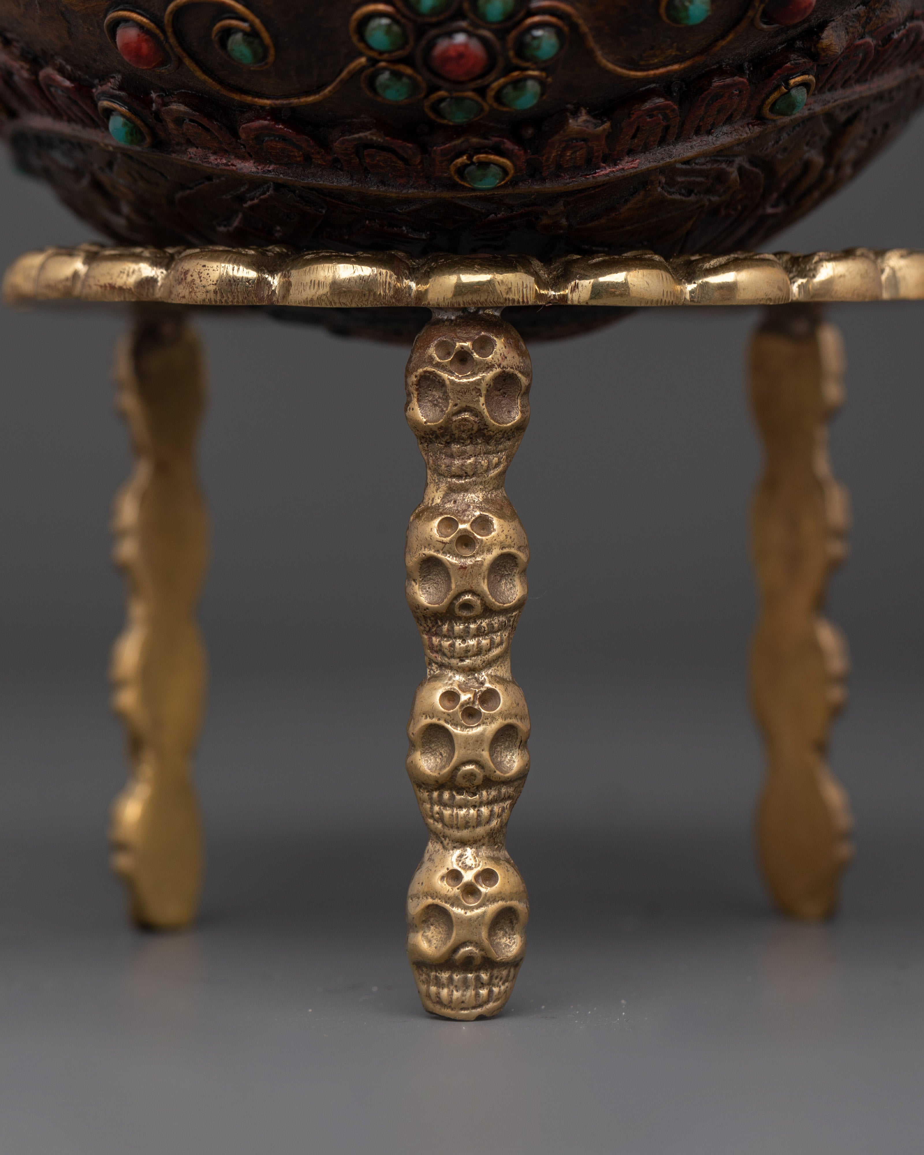 Tantric Offering Kapala |  Silver-Plated Skull Cup