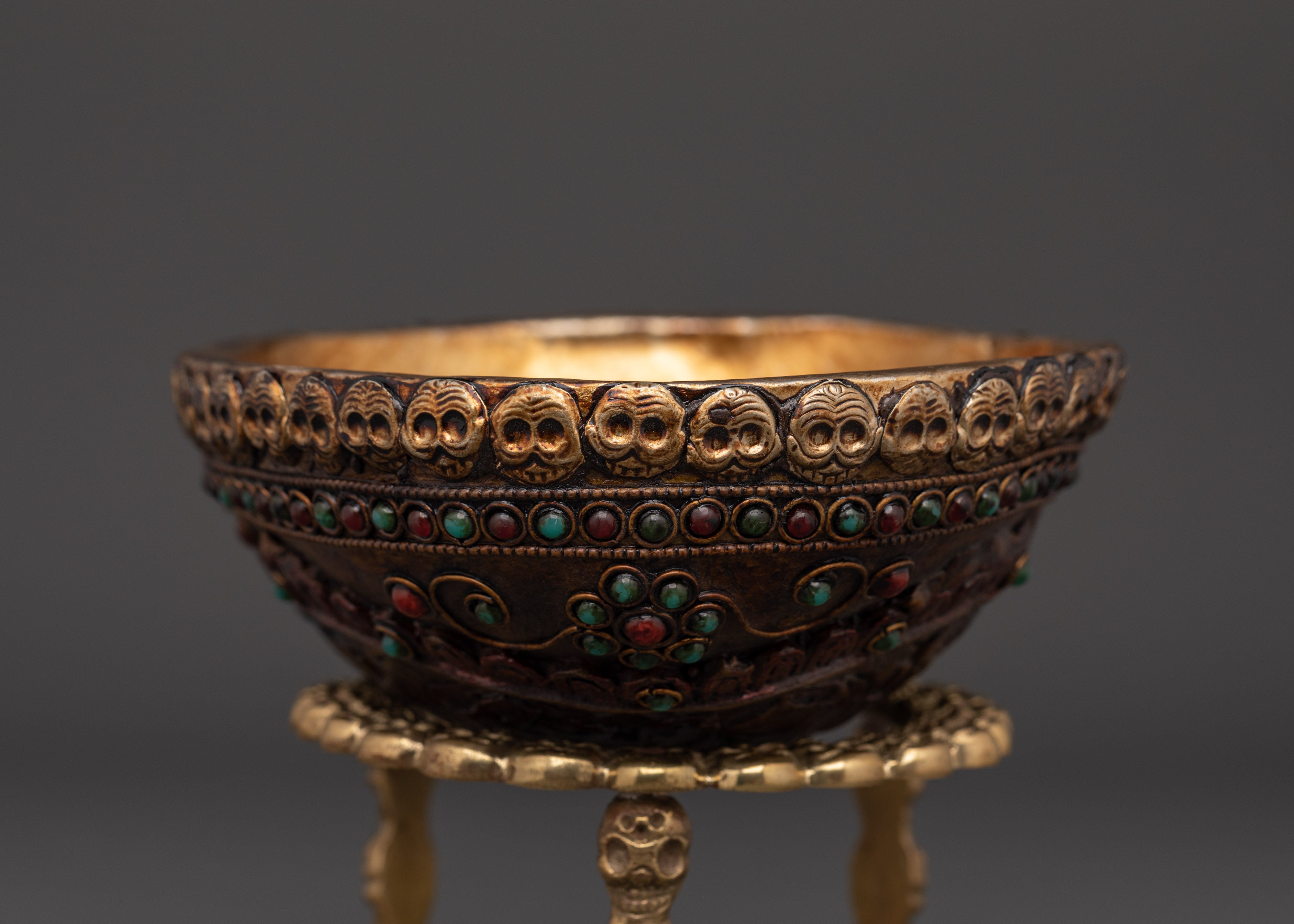 Tantric Offering Kapala |  Silver-Plated Skull Cup