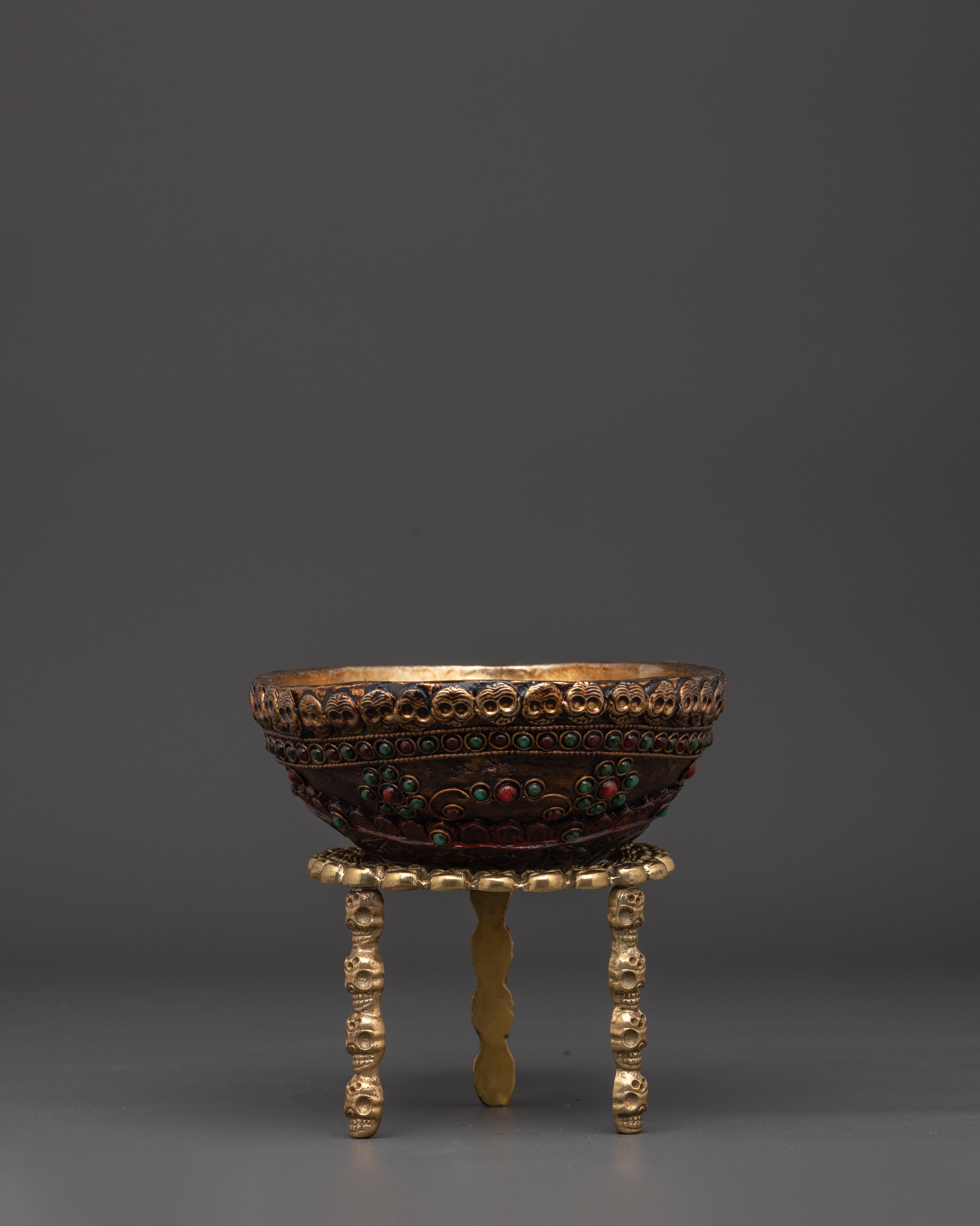 Tantric Offering Kapala |  Silver-Plated Skull Cup