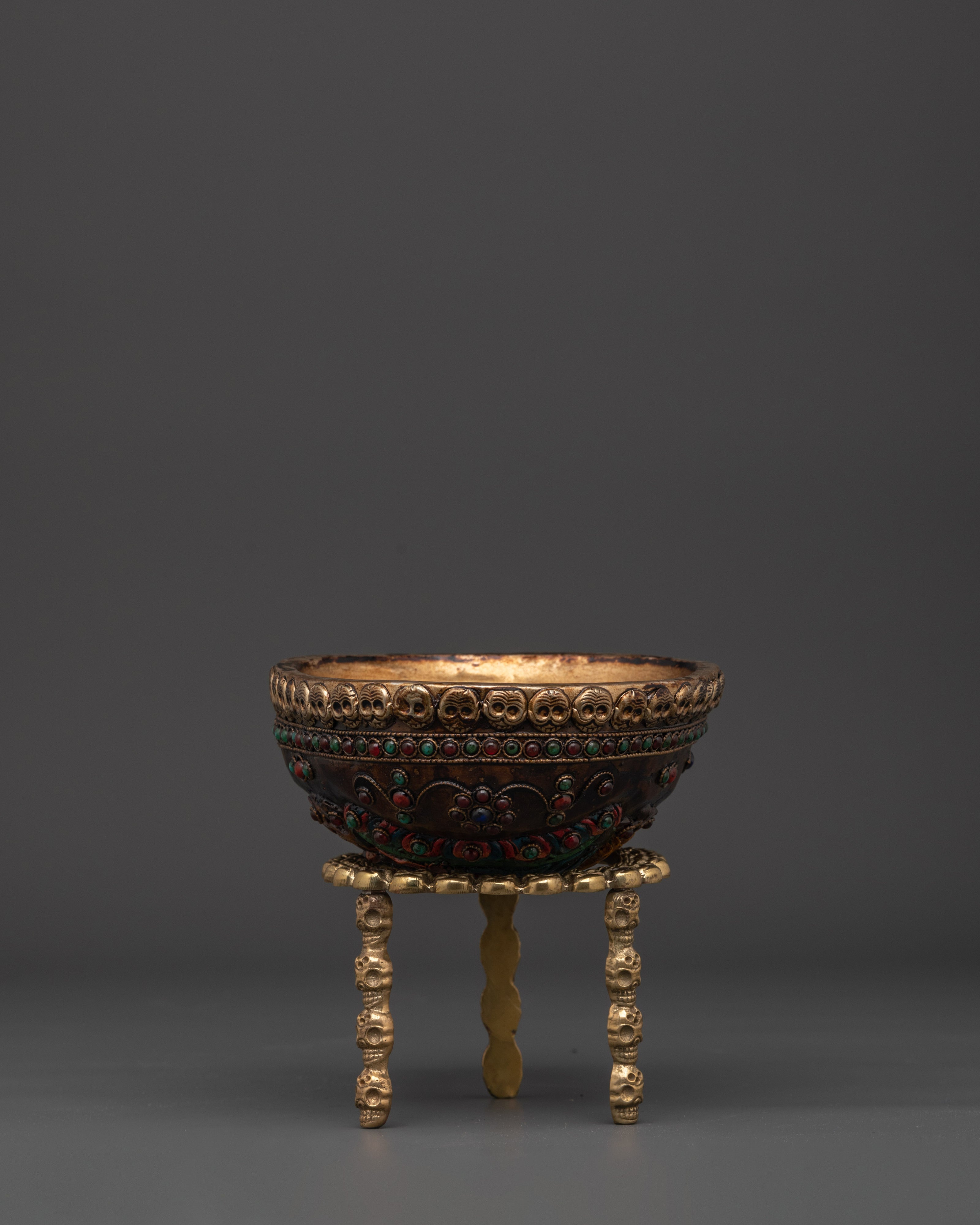 Tantric Spiritual Kapala Skull Cup for Ritual Offerings and Meditation
