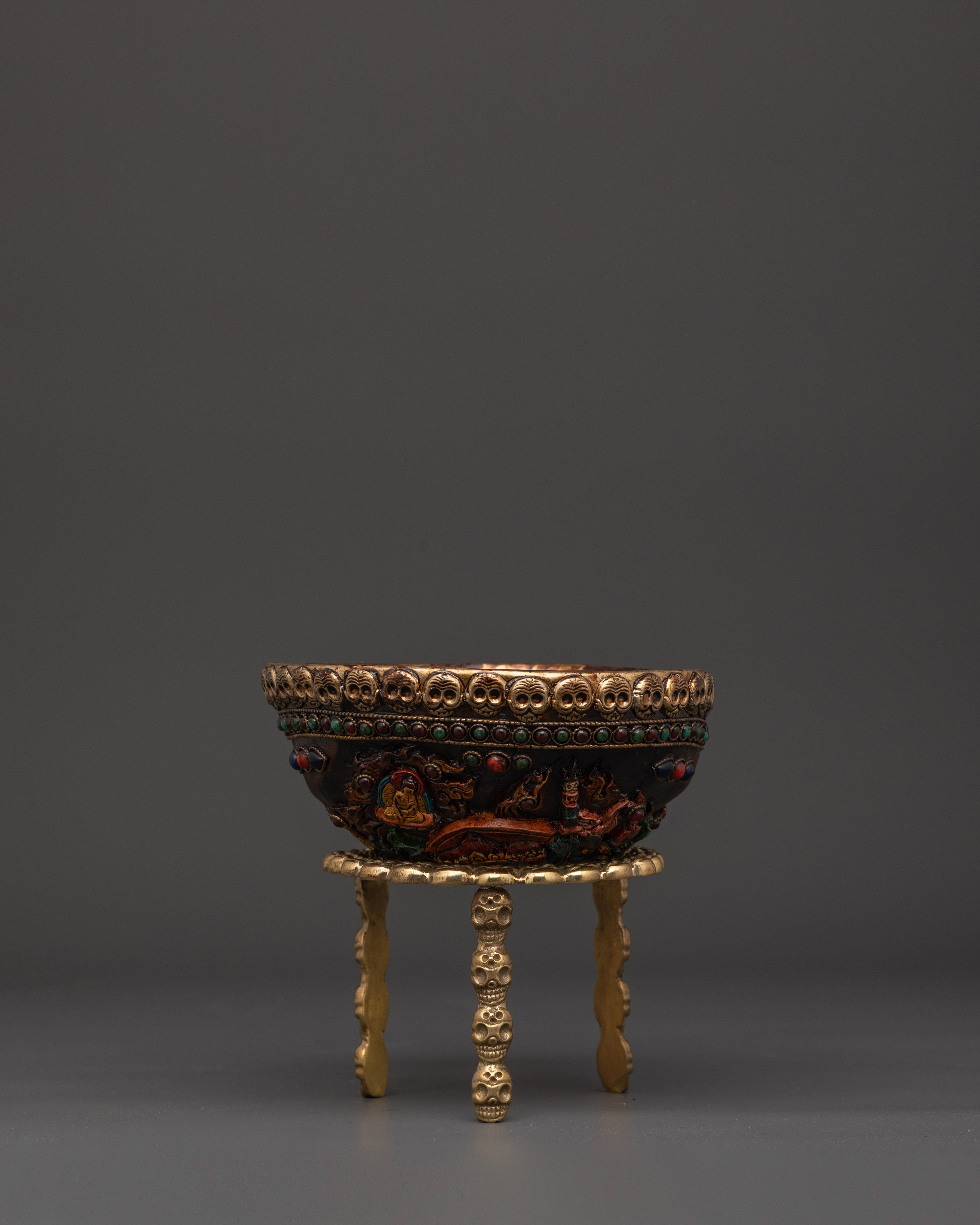 Tantric Spiritual Kapala Skull Cup for Ritual Offerings and Meditation