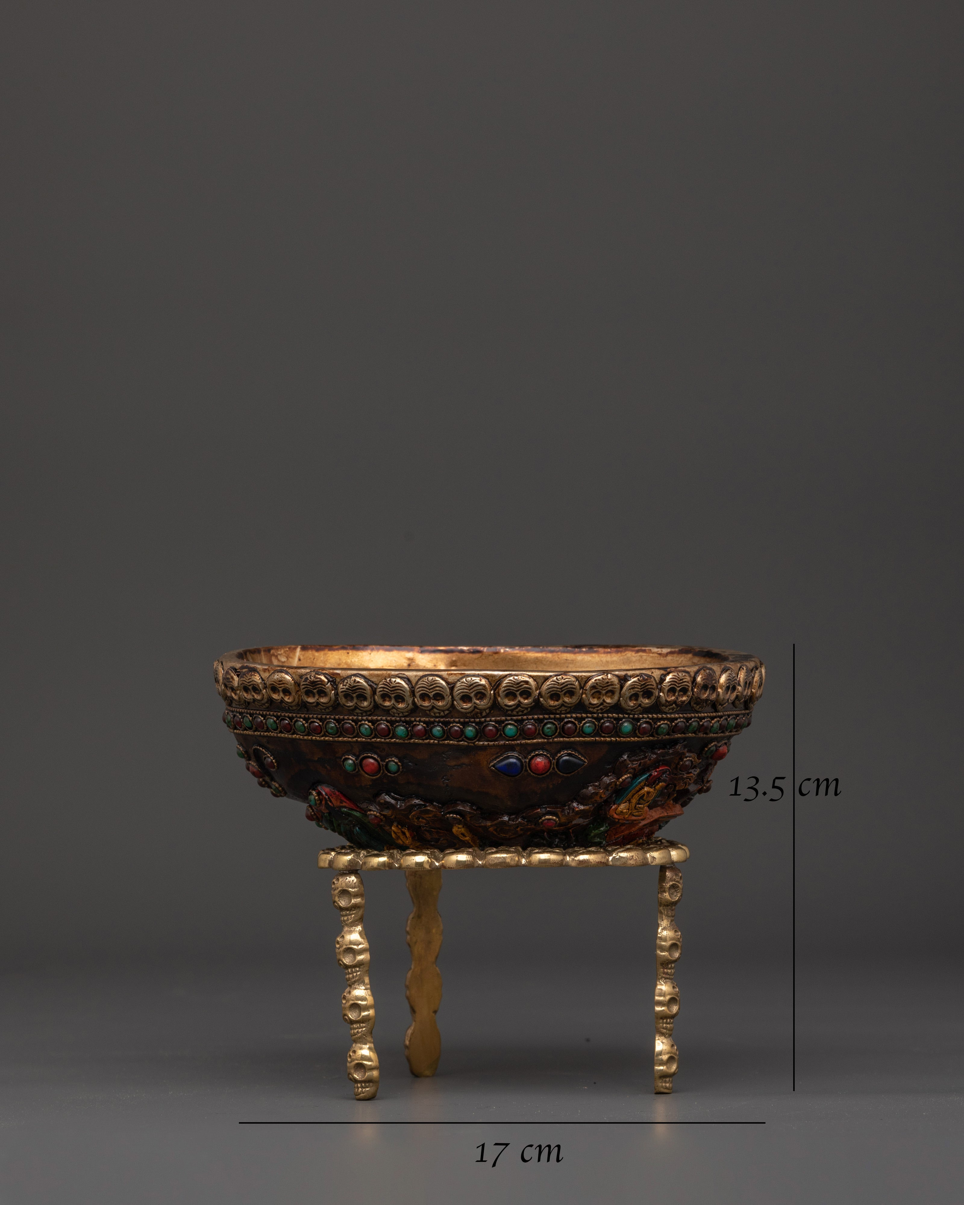 Tantric Spiritual Kapala Skull Cup for Ritual Offerings and Meditation