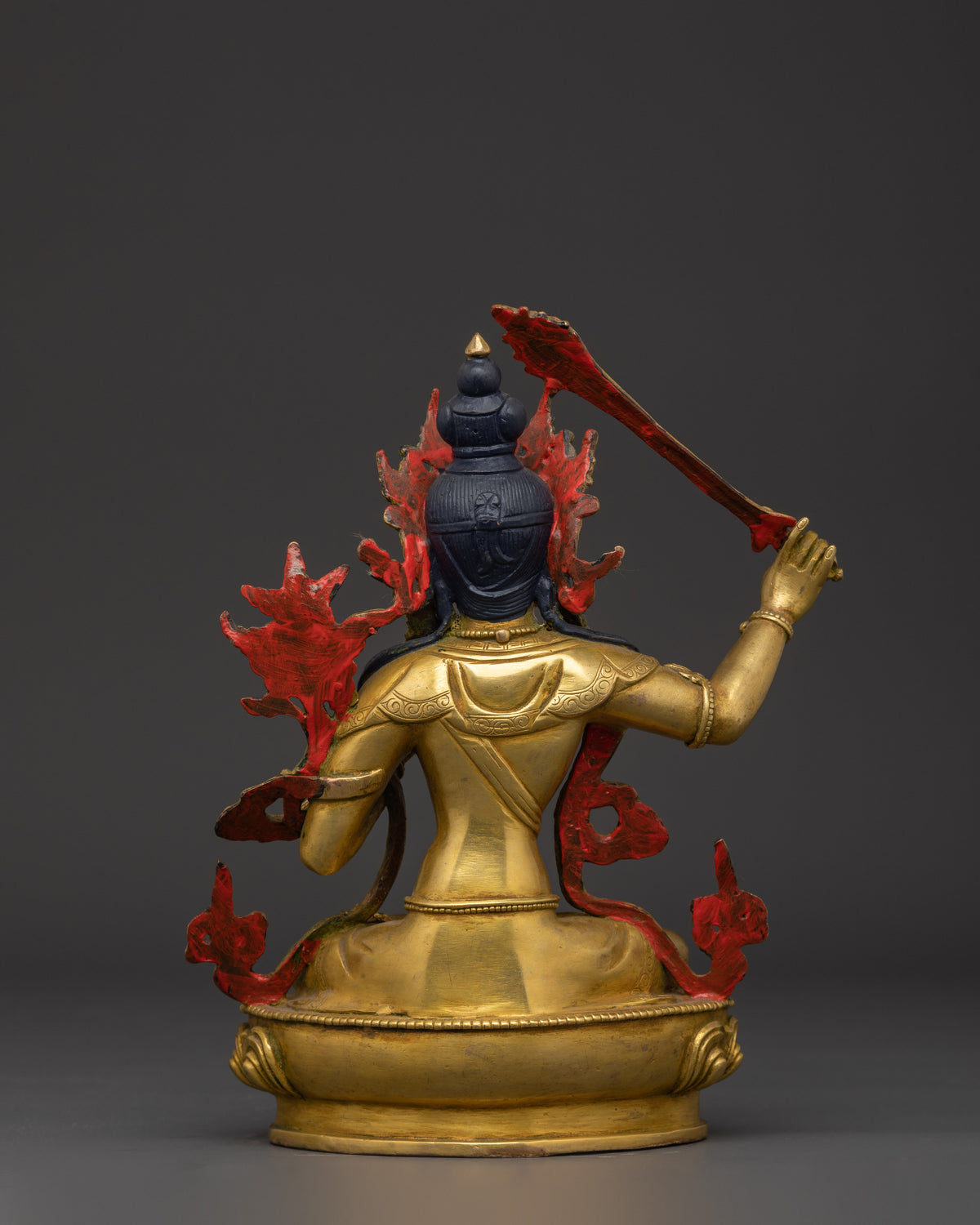 Manjushri Tantric Statue | Gold Plated Copper Wisdom Deity Sculpture