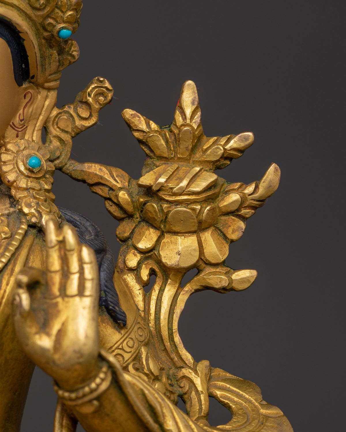 Manjushri Tantric Statue | Gold Plated Copper Wisdom Deity Sculpture