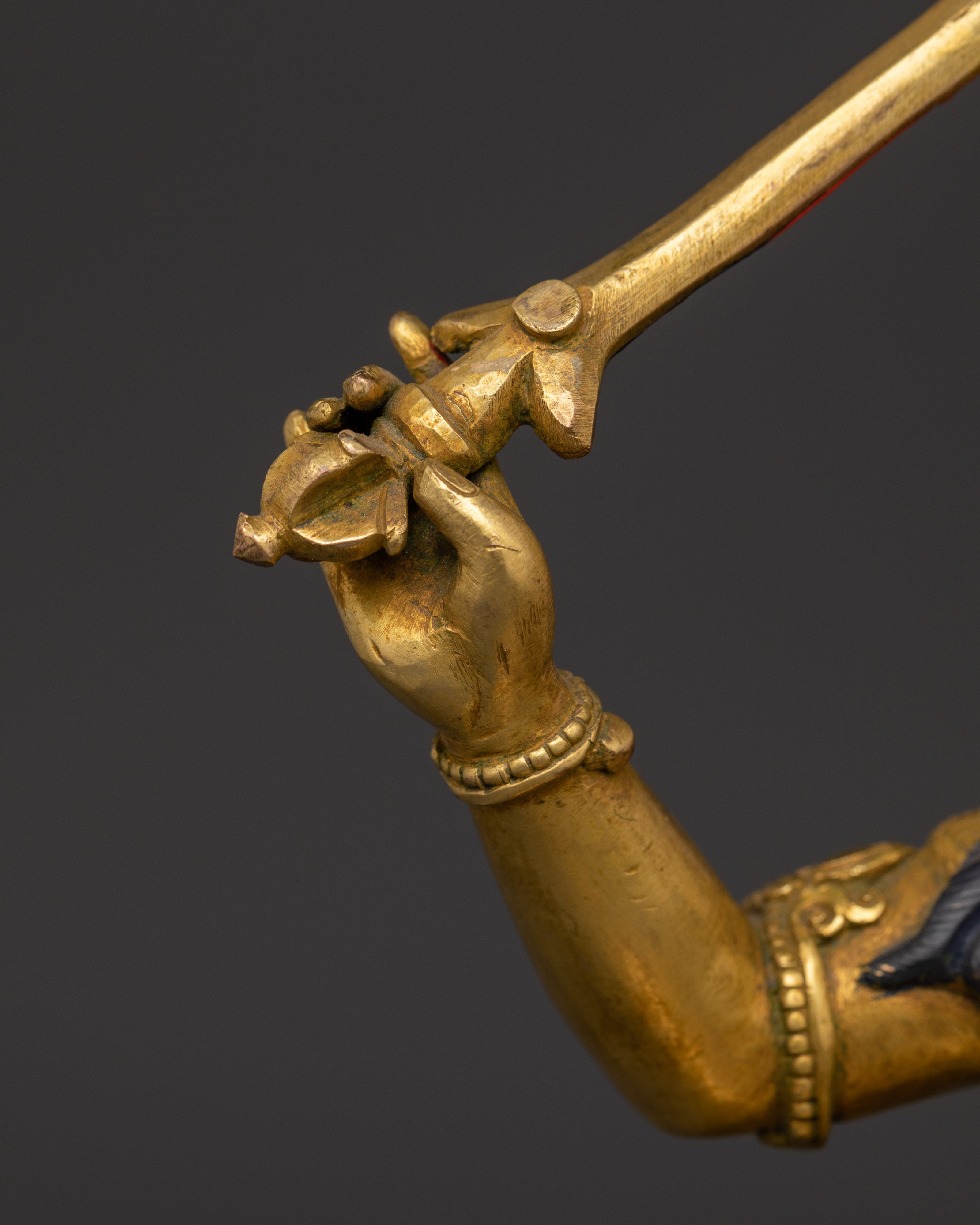 Manjushri Tantric Statue | Gold Plated Copper Wisdom Deity Sculpture