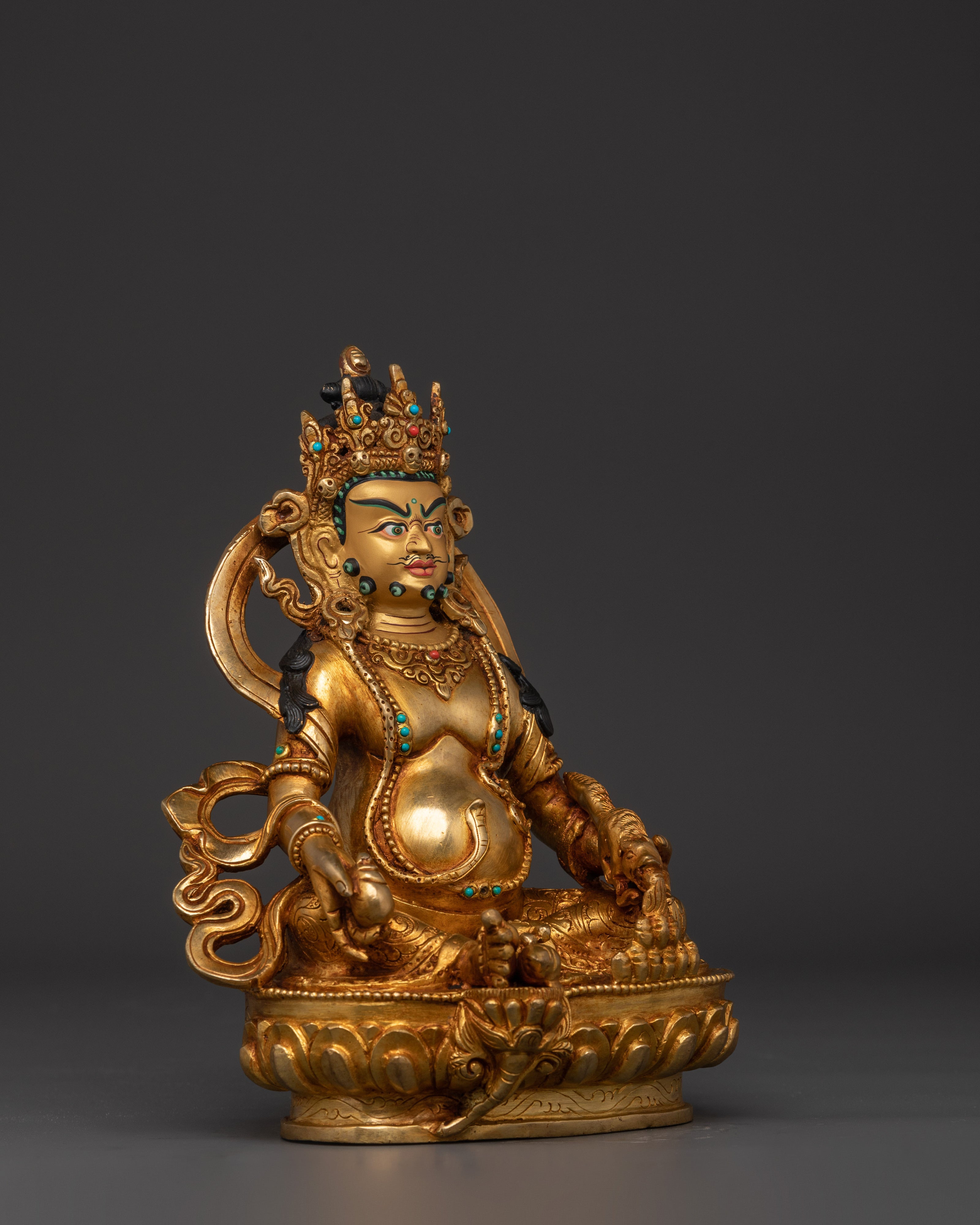 Handcrafted Dzambala Protector Deity Statue for Wealth and Protection