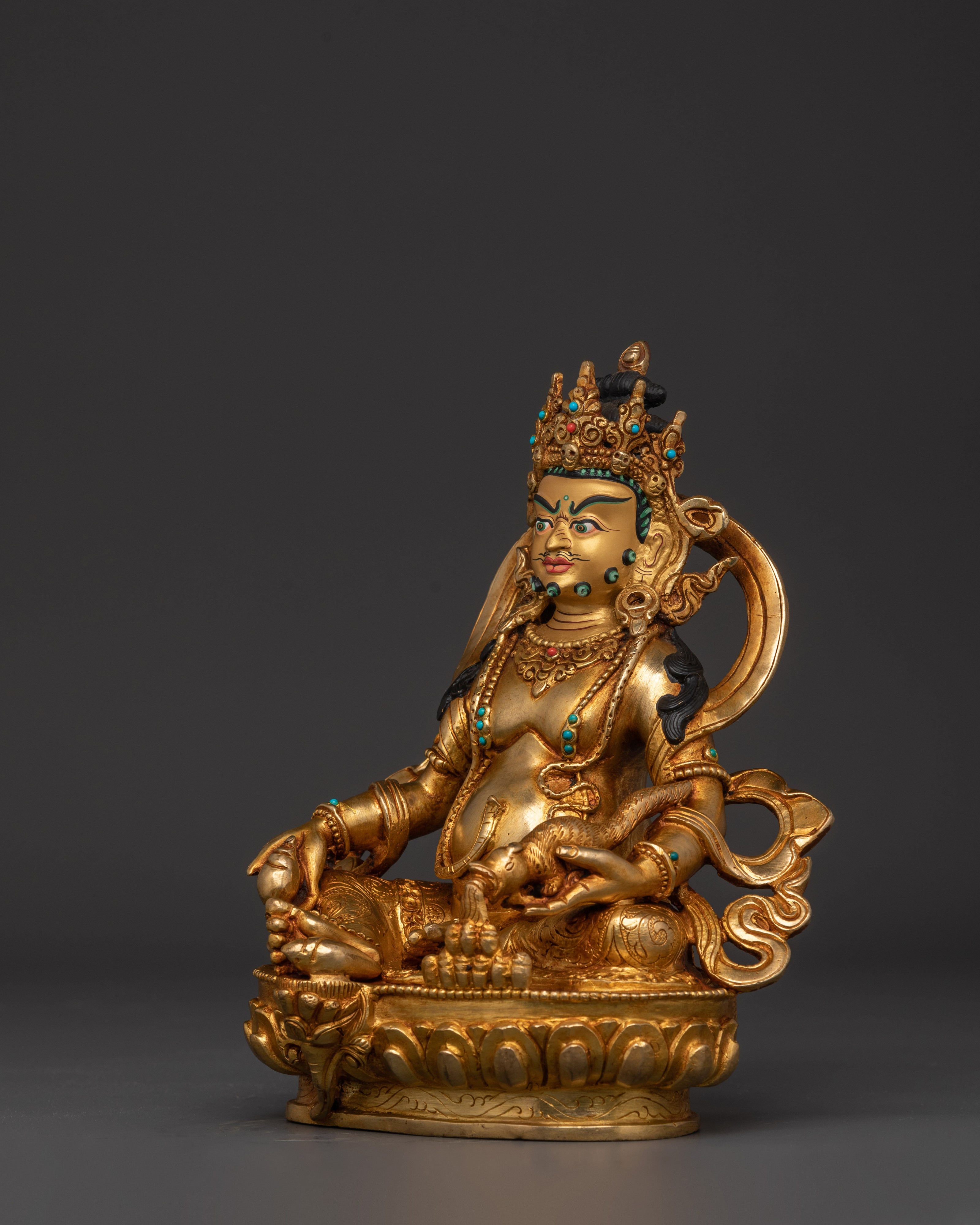 Handcrafted Dzambala Protector Deity Statue for Wealth and Protection