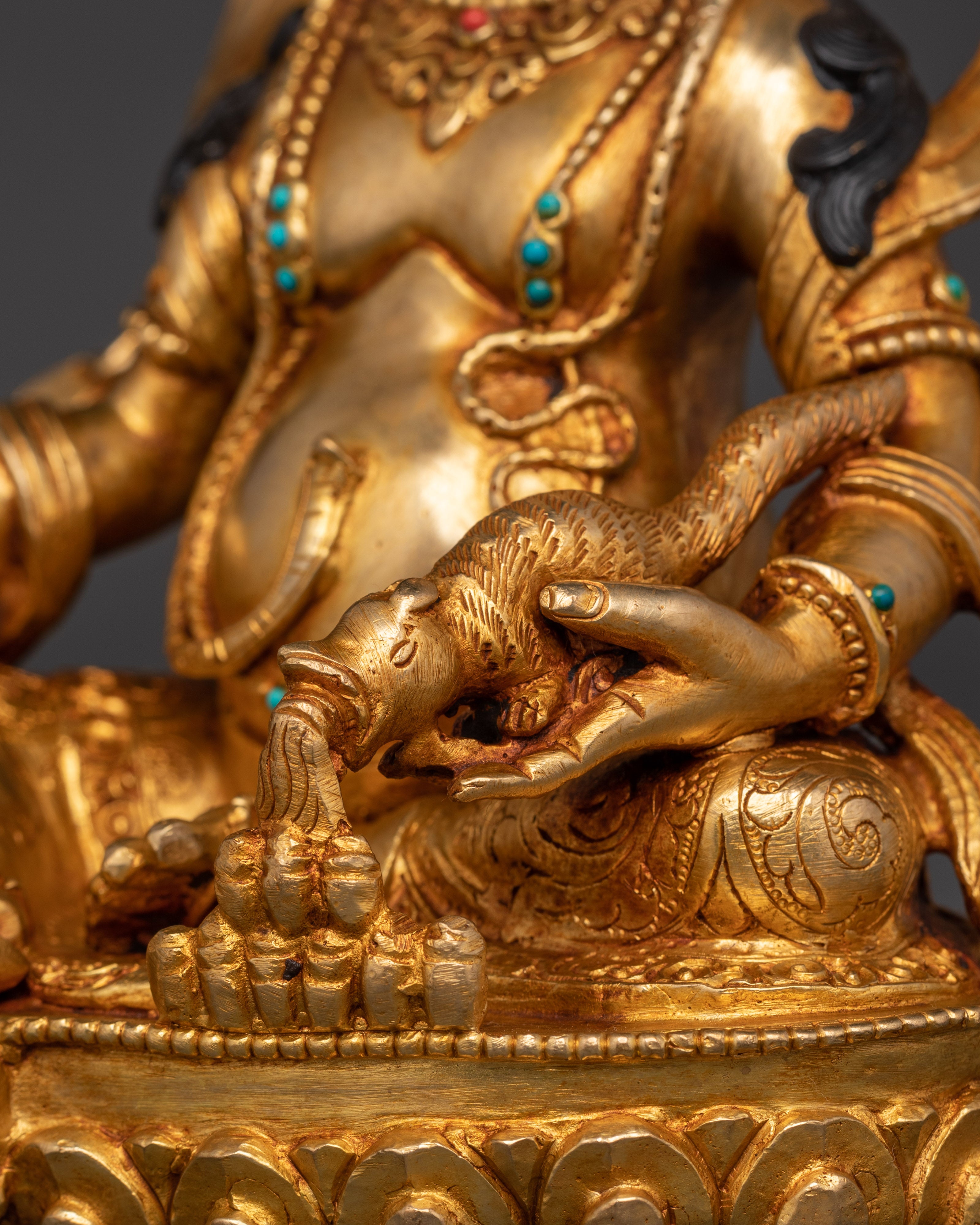 Handcrafted Dzambala Protector Deity Statue for Wealth and Protection