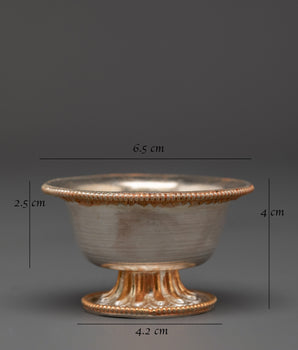Tibetan Seven Offering Bowl Set | Copper Ritual Bowls with Silver & Gold Plating