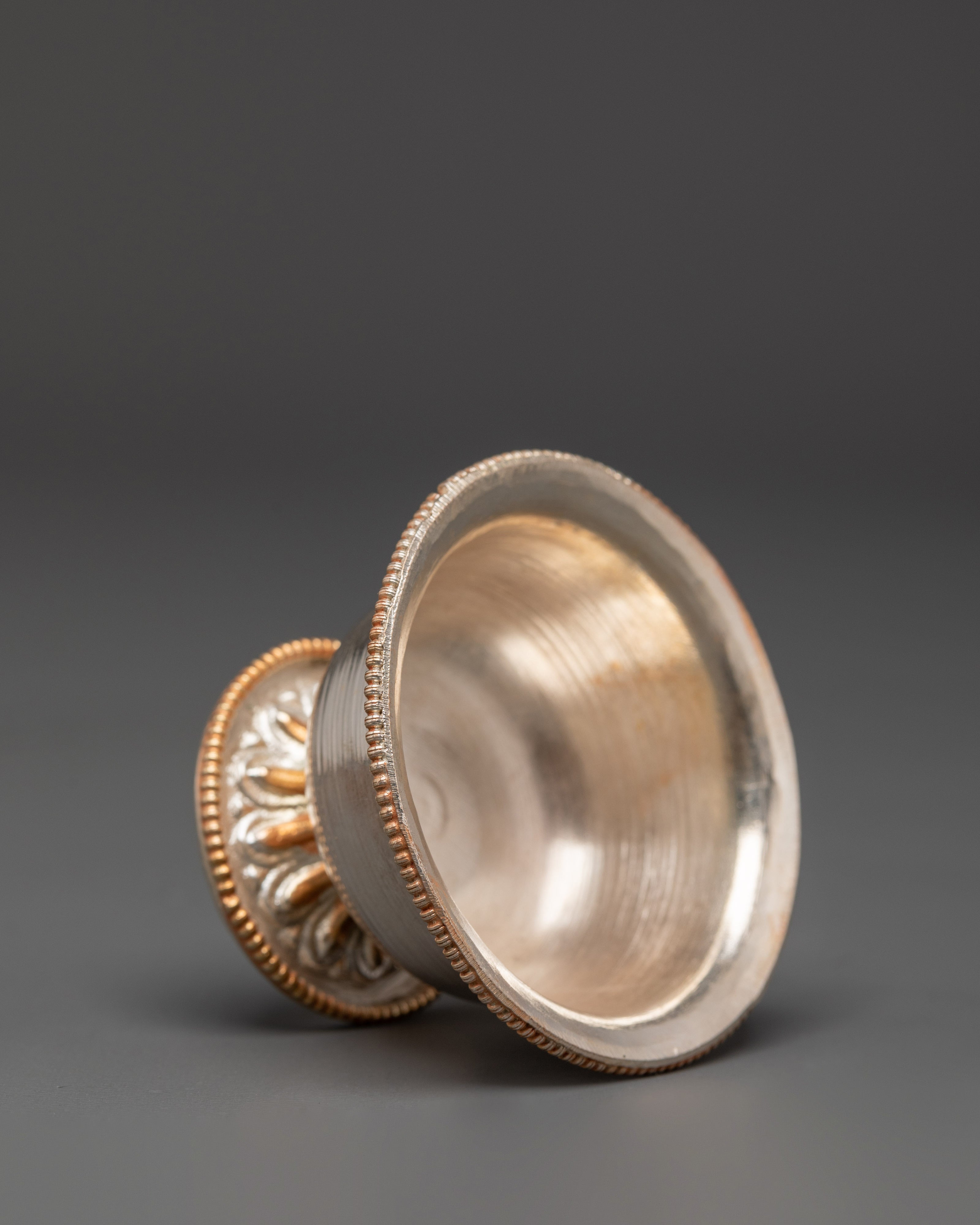 Tibetan Seven Offering Bowl Set | Copper Ritual Bowls with Silver & Gold Plating