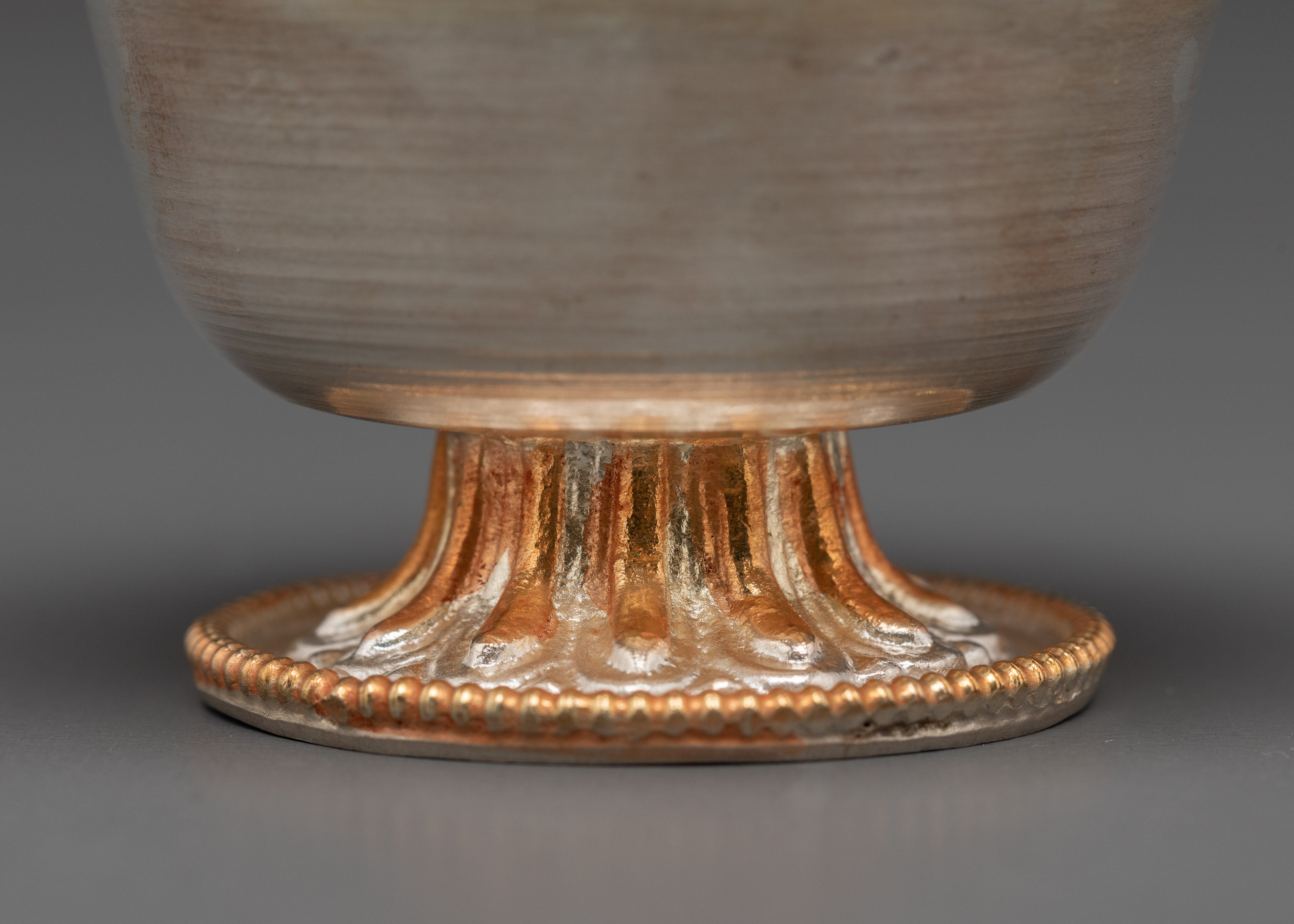 Tibetan Seven Offering Bowl Set | Copper Ritual Bowls with Silver & Gold Plating