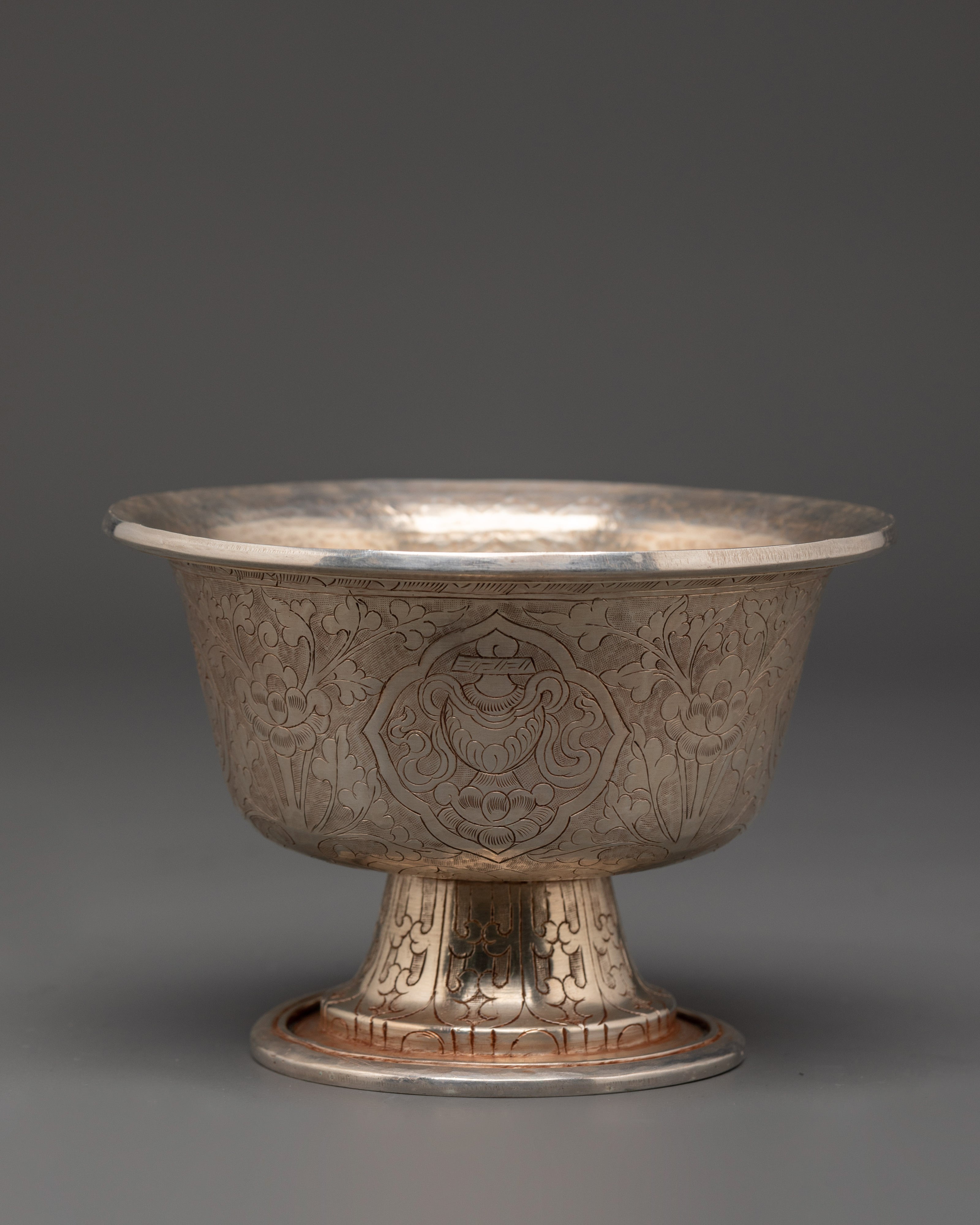 Spiritual Offering Bowl Set | Silver-Plated Copper Bowls 9cm Height