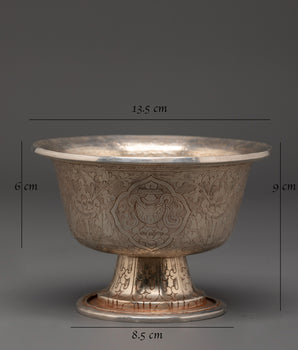 Spiritual Offering Bowl Set | Silver-Plated Copper Bowls 9cm Height