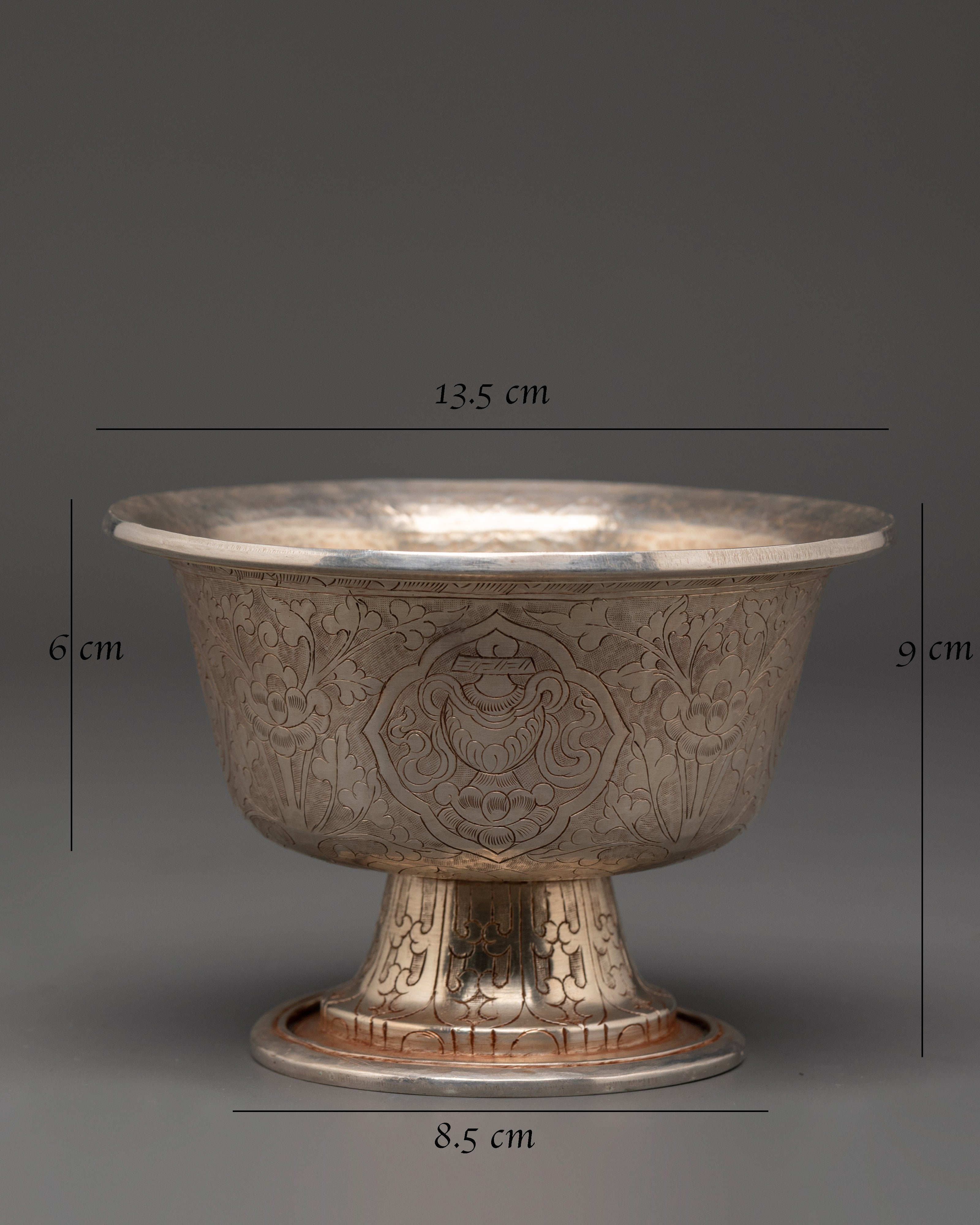 Spiritual Offering Bowl Set | Silver-Plated Copper Bowls 9cm Height