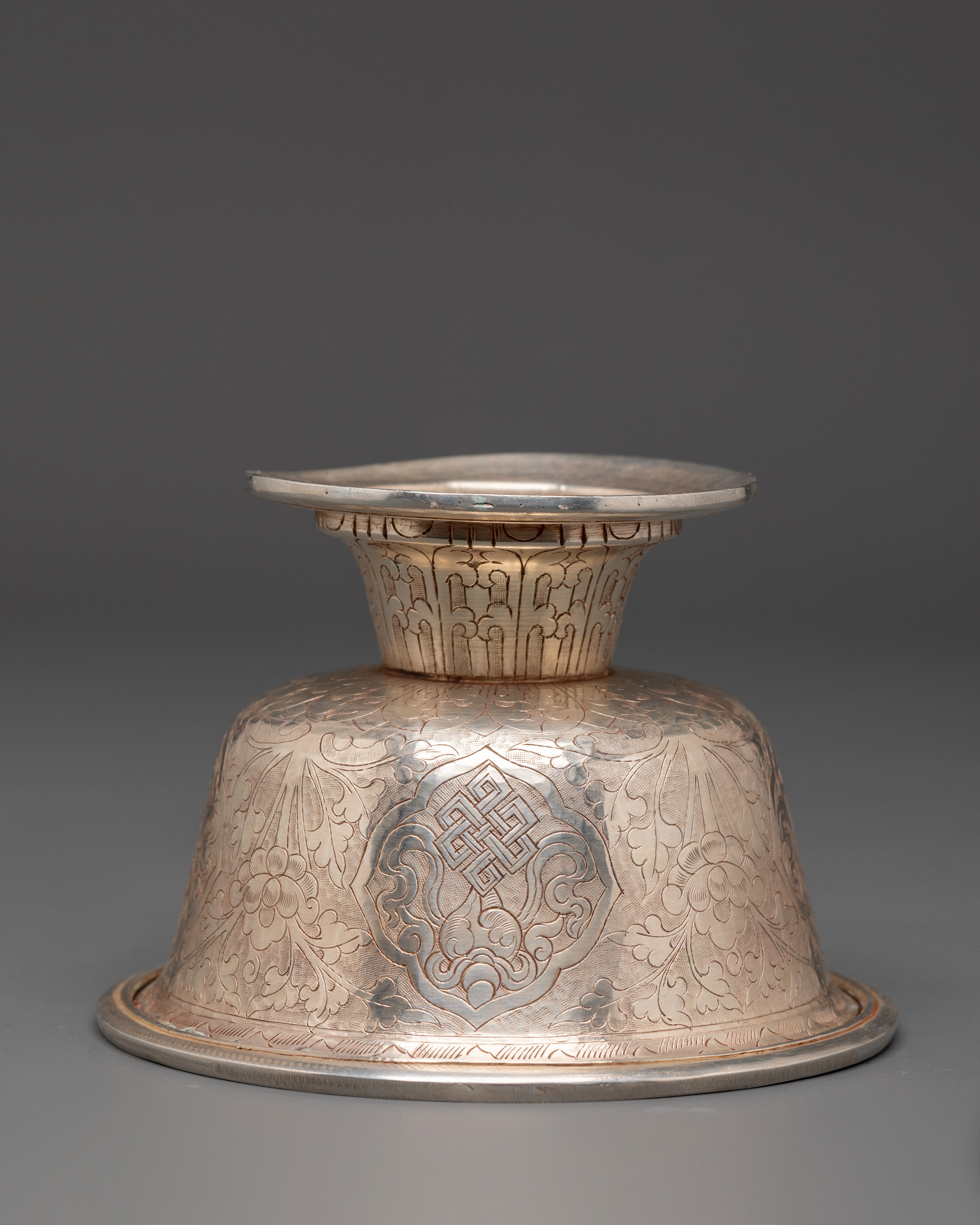 Spiritual Offering Bowl Set | Silver-Plated Copper Bowls 9cm Height