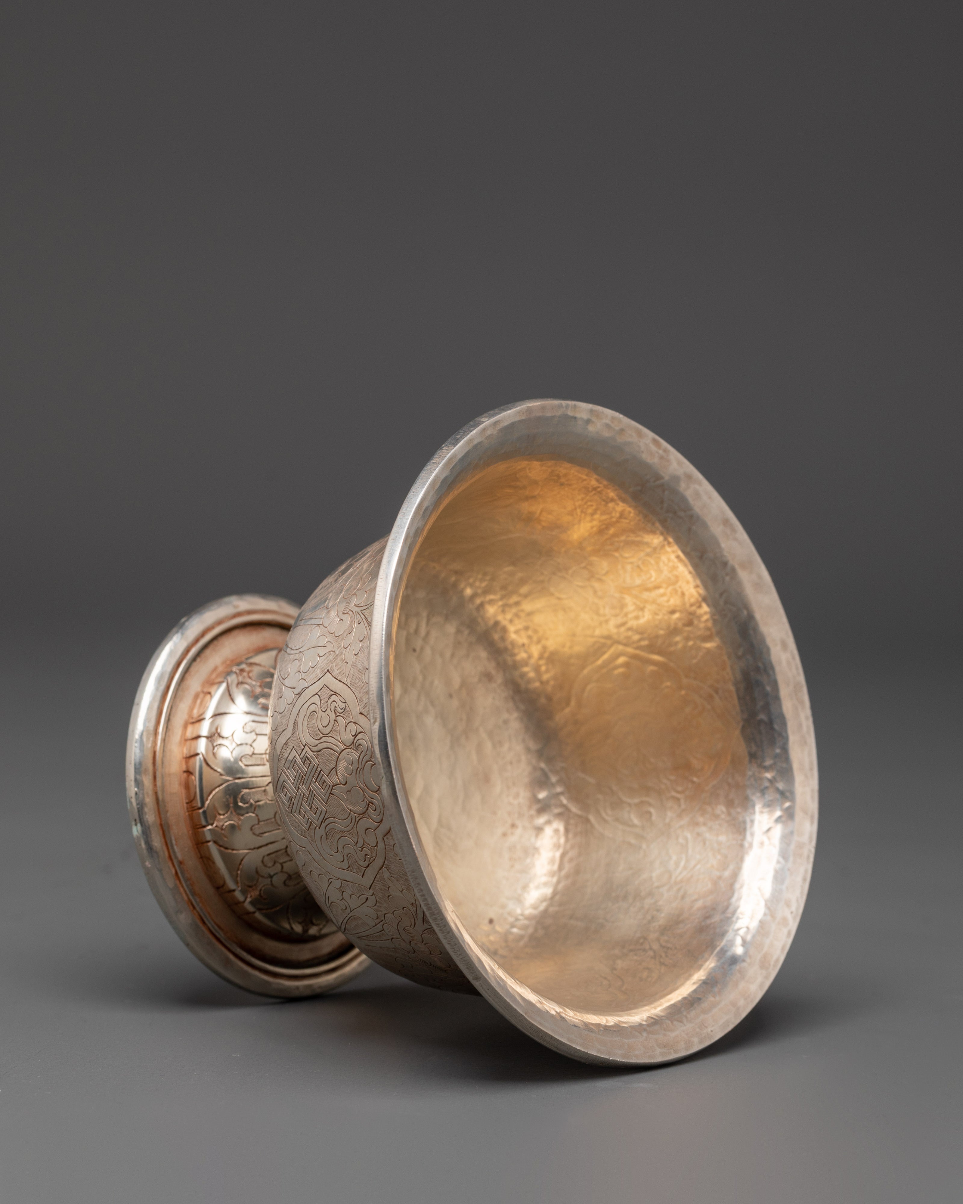Spiritual Offering Bowl Set | Silver-Plated Copper Bowls 9cm Height