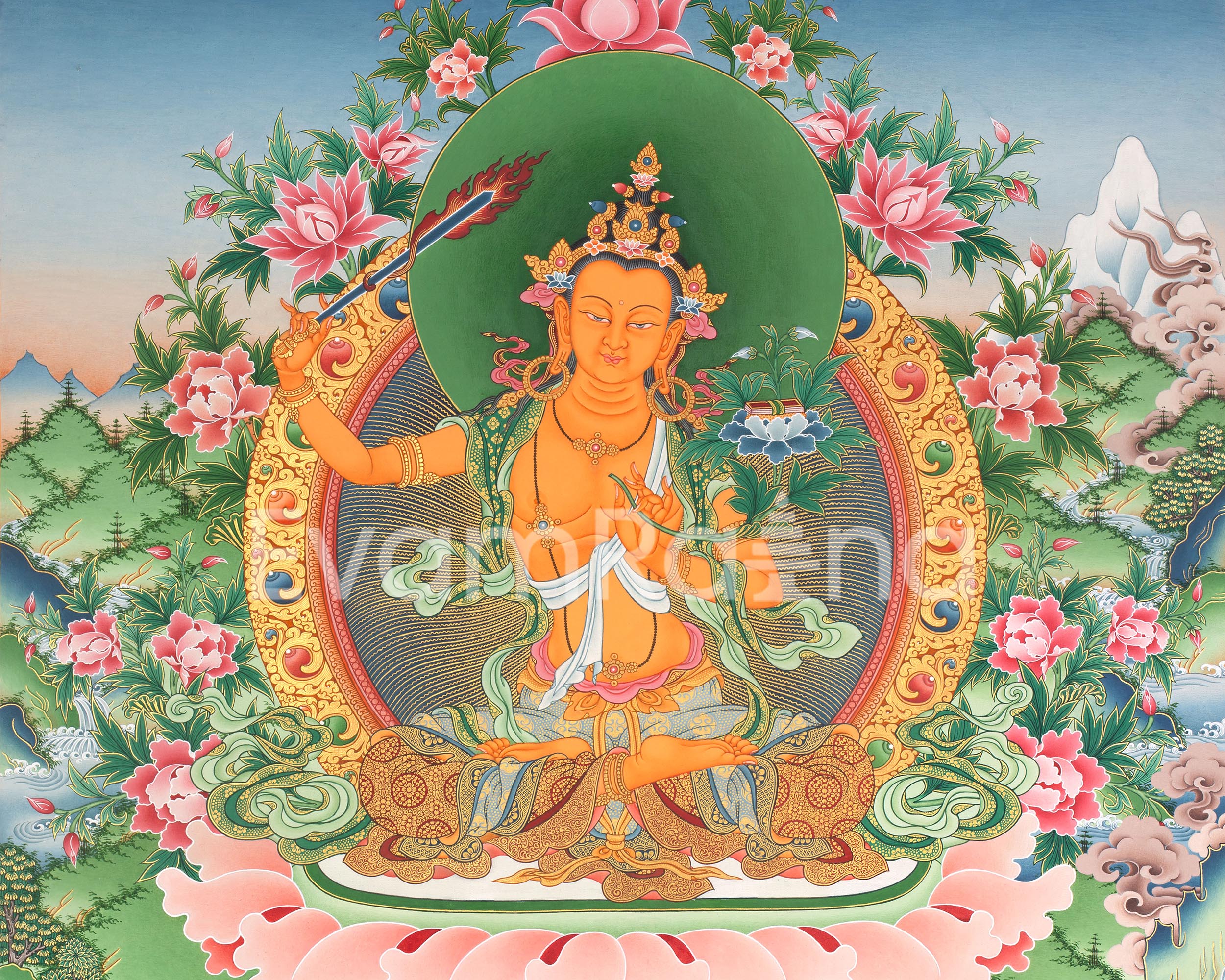 Arya Bodhisattva Manjushri Thangka | Eri Artistry