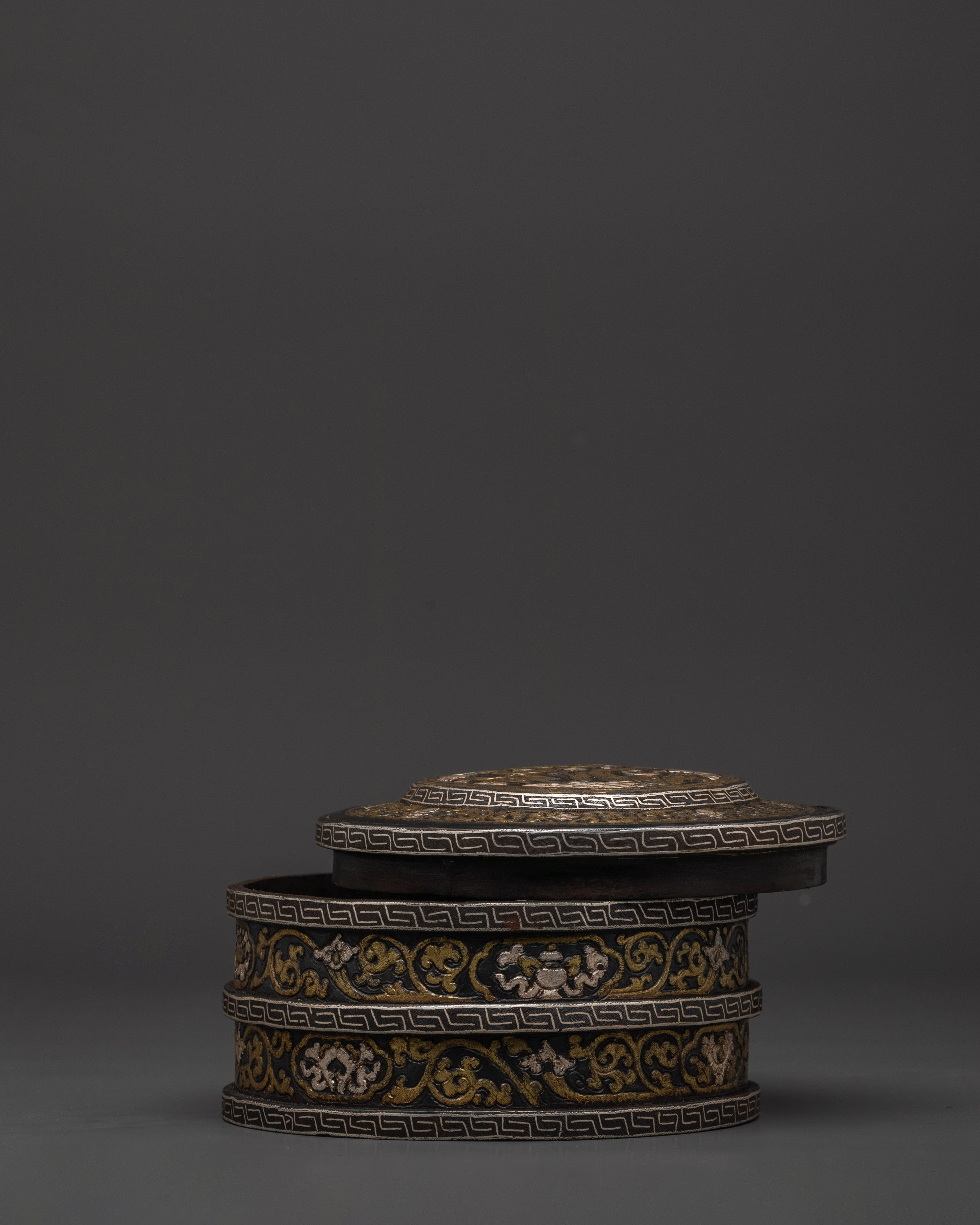 Tibetan Handcrafted Decorative Box | Iron Silver Inlaid Storage Container