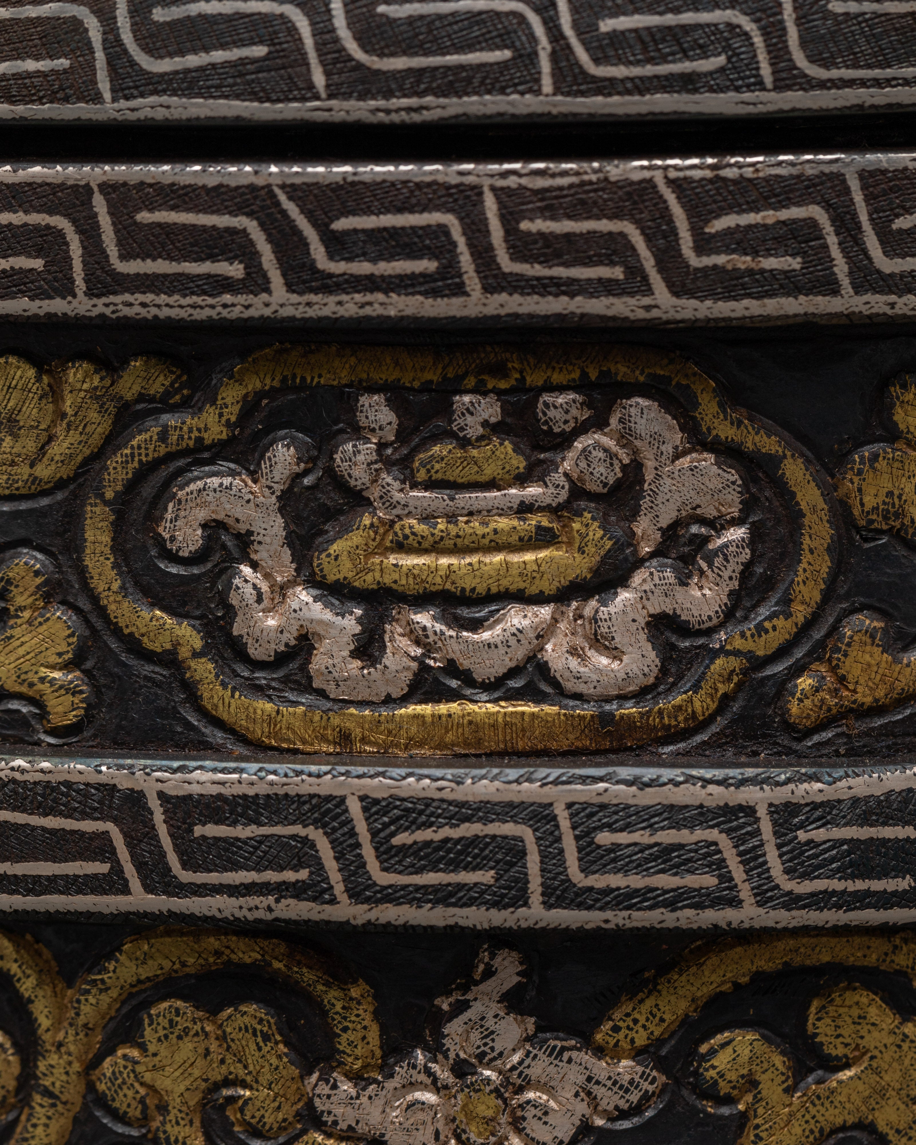 Tibetan Handcrafted Decorative Box | Iron Silver Inlaid Storage Container