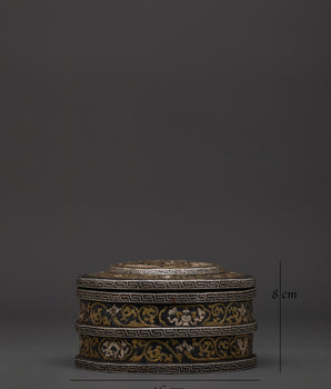 Tibetan Handcrafted Decorative Box | Iron Silver Inlaid Storage Container