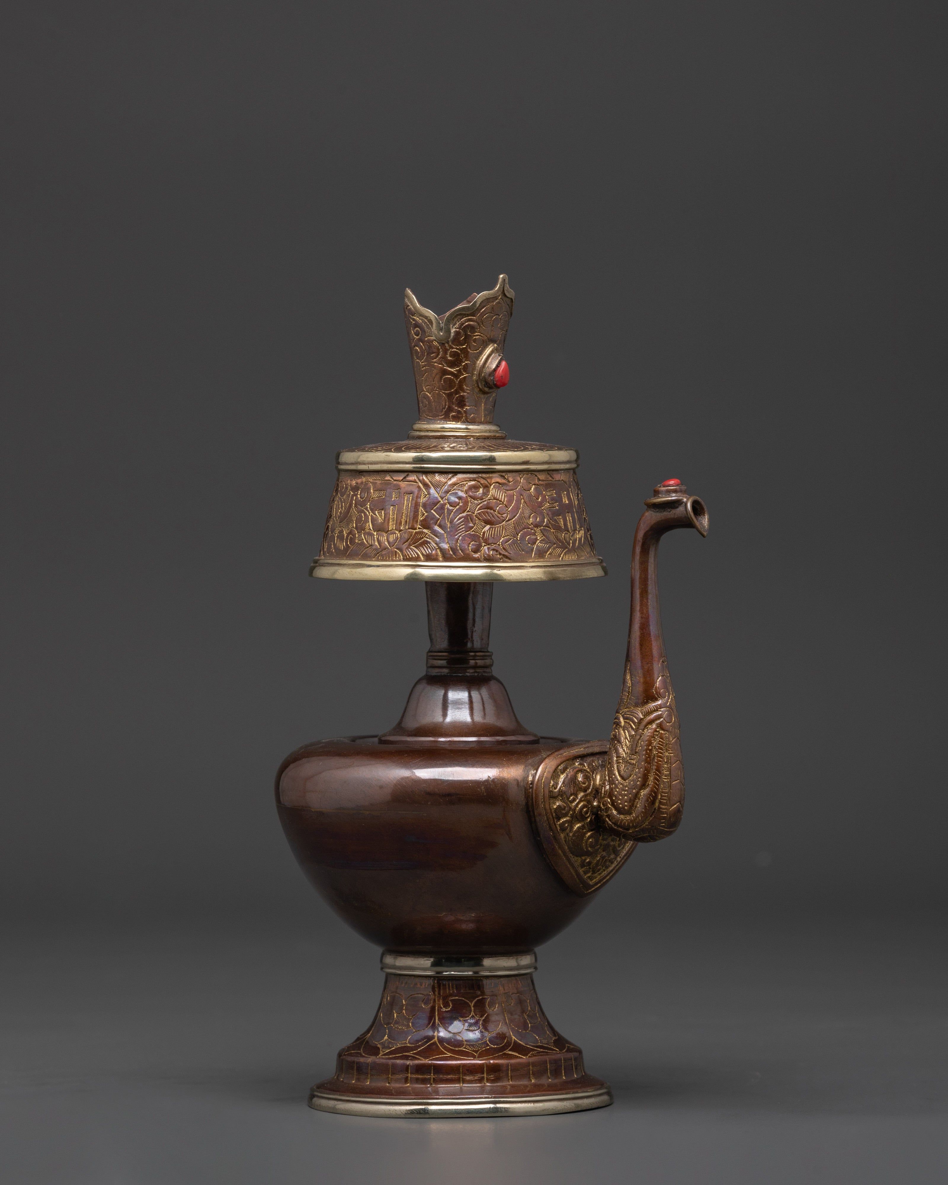 Buddhist Sacred Bhumba Set | Oxidized Copper Tibetan Ritual Water Offering Set