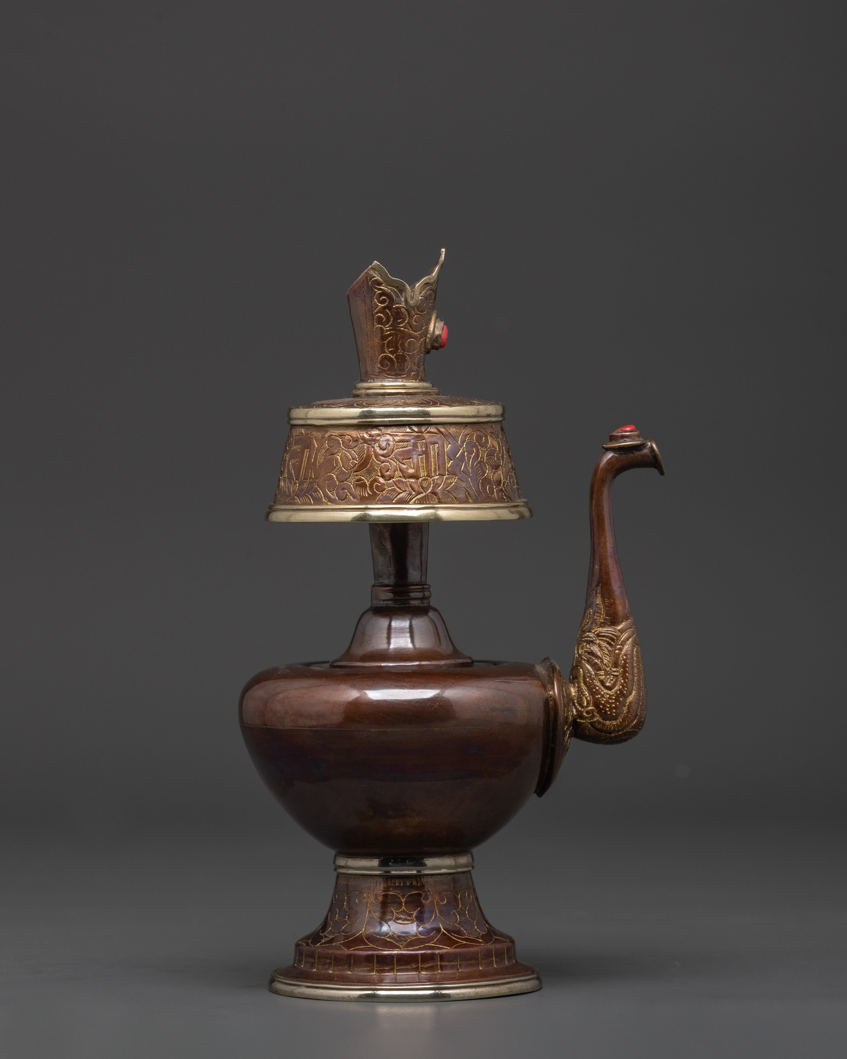 Buddhist Sacred Bhumba Set | Oxidized Copper Tibetan Ritual Water Offering Set