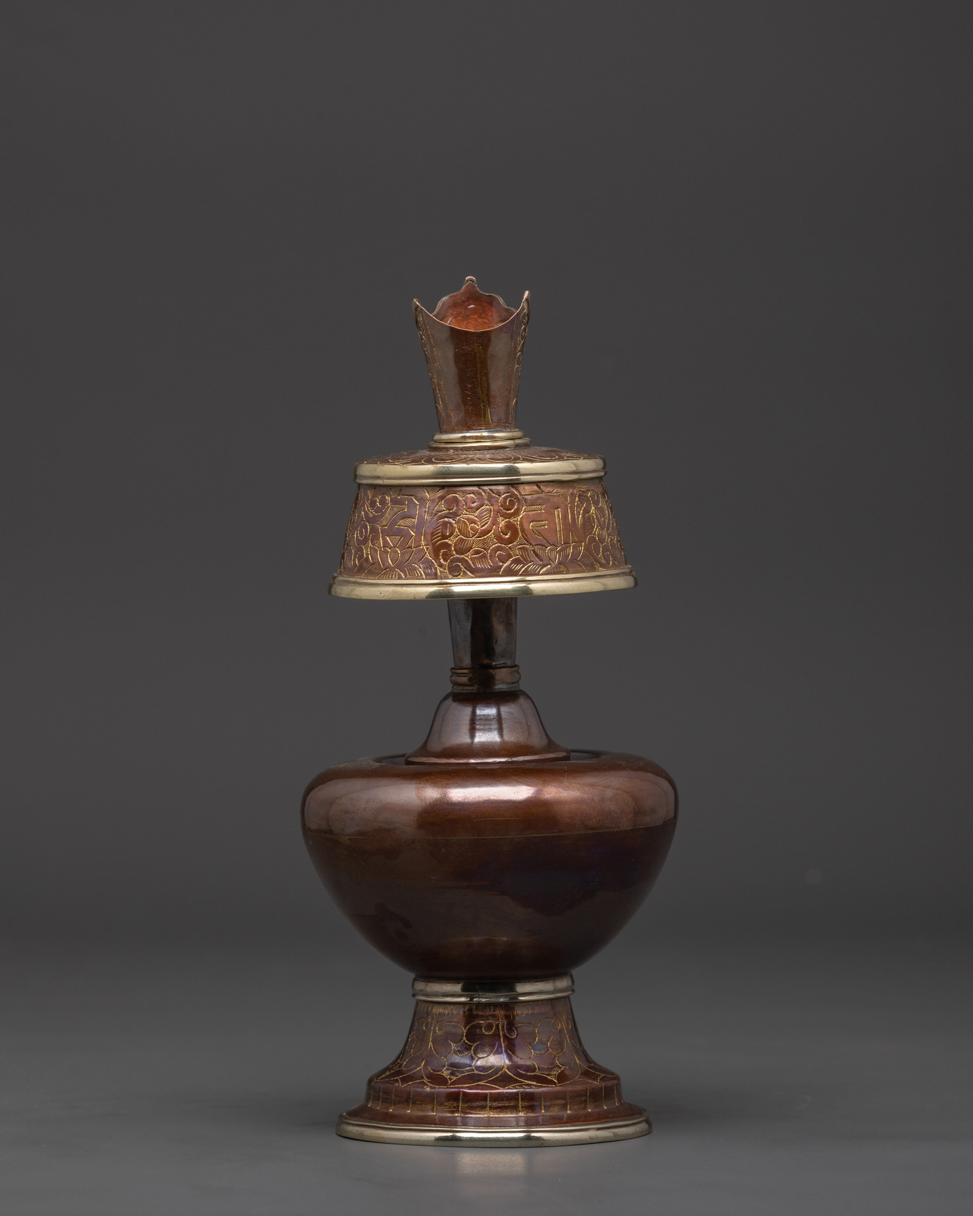 Buddhist Sacred Bhumba Set | Oxidized Copper Tibetan Ritual Water Offering Set