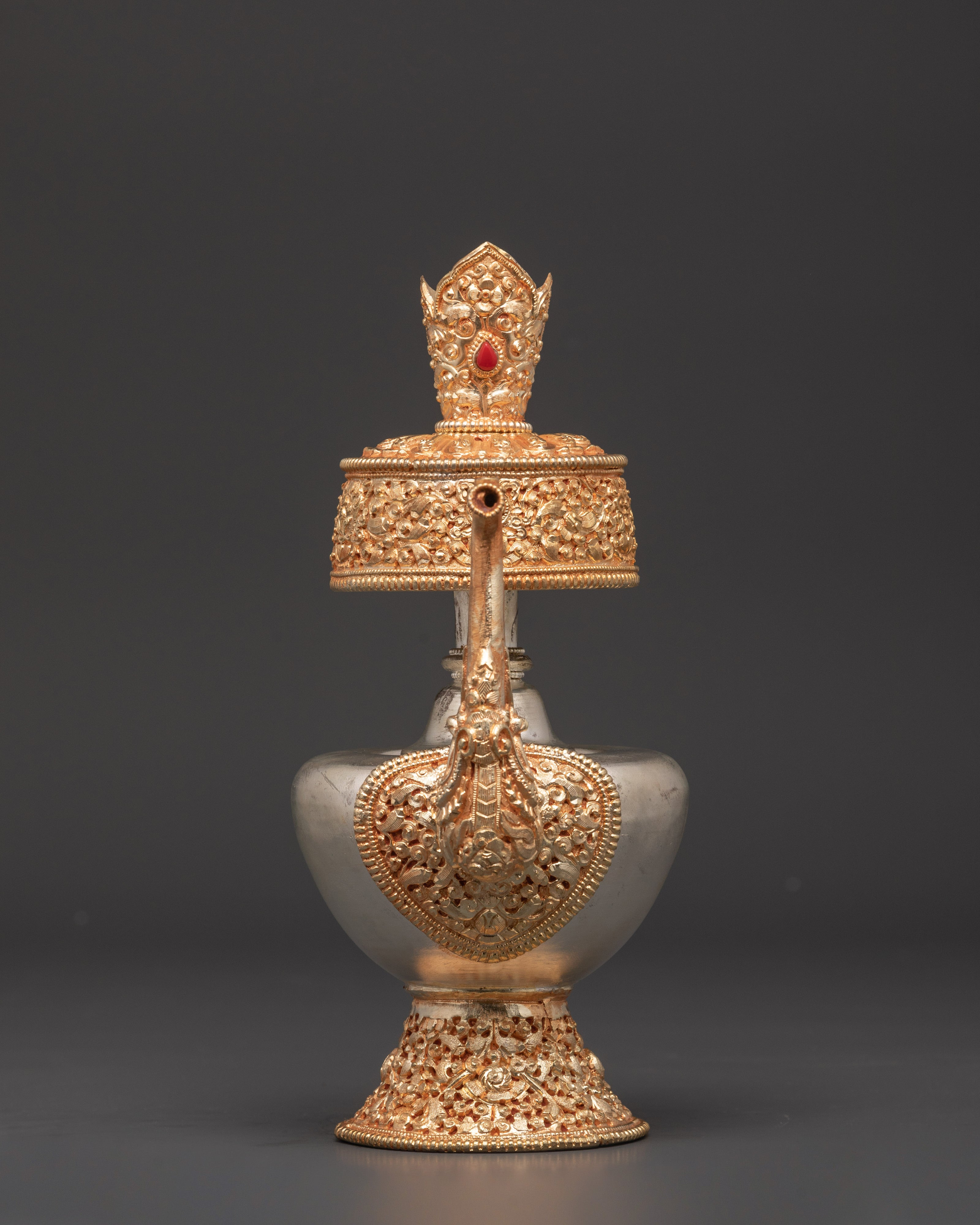 Electro Gold & Silver Plated Bhumba Set | Tibetan Copper Ritual Offering Vessels