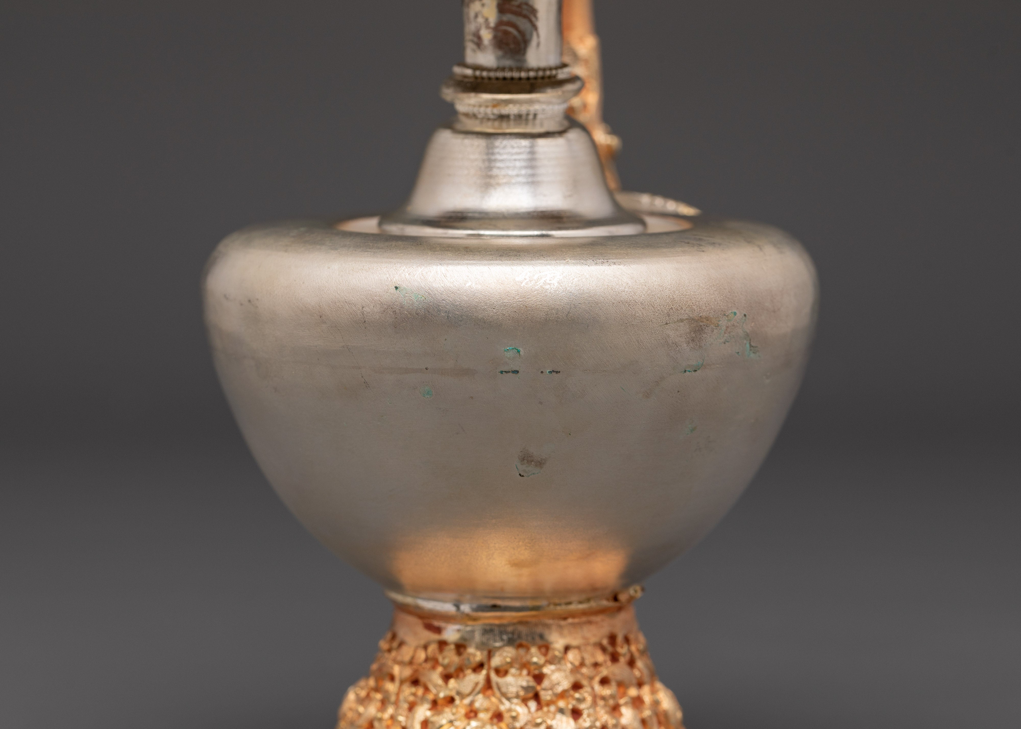 Electro Gold & Silver Plated Bhumba Set | Tibetan Copper Ritual Offering Vessels