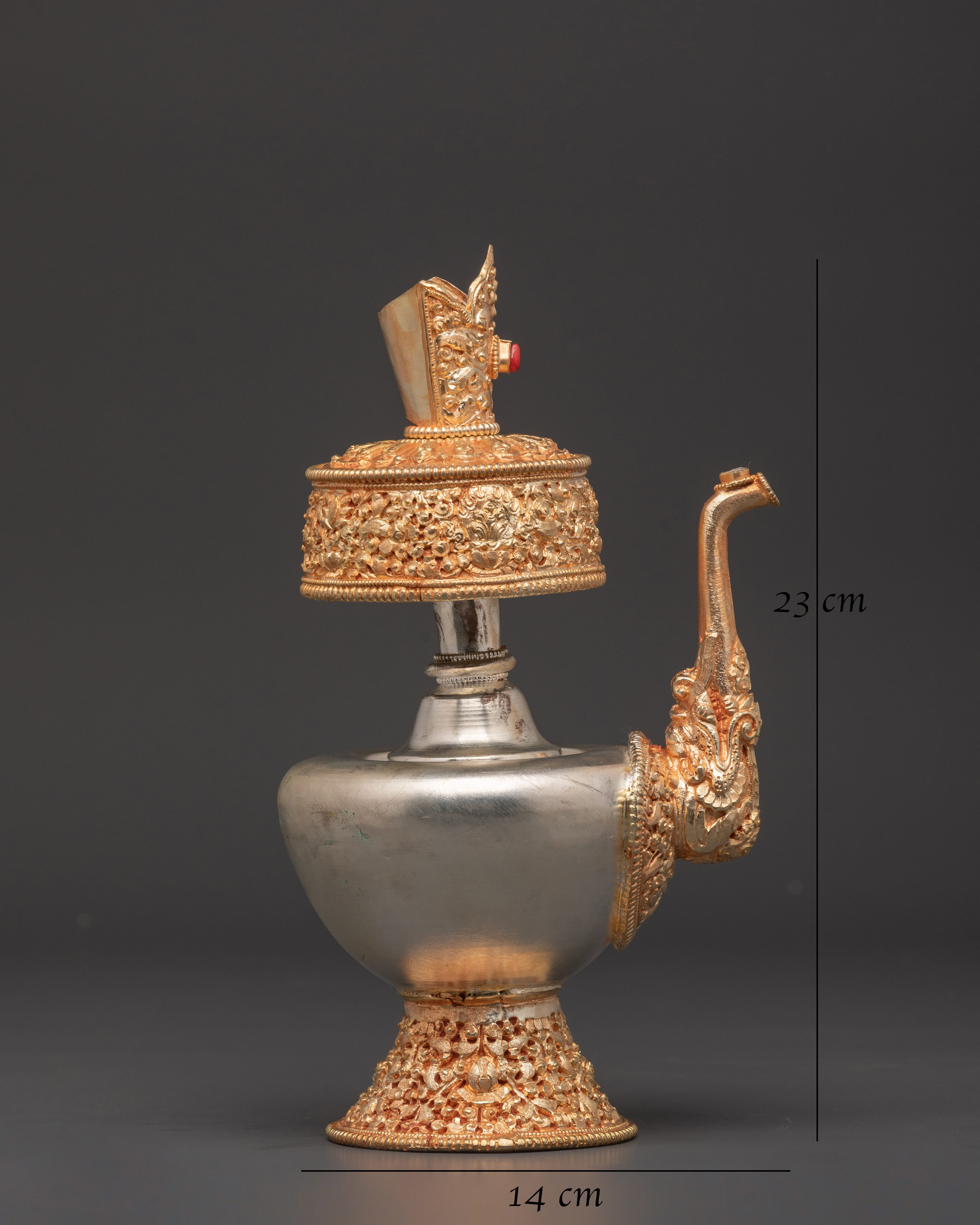 Electro Gold & Silver Plated Bhumba Set | Tibetan Copper Ritual Offering Vessels