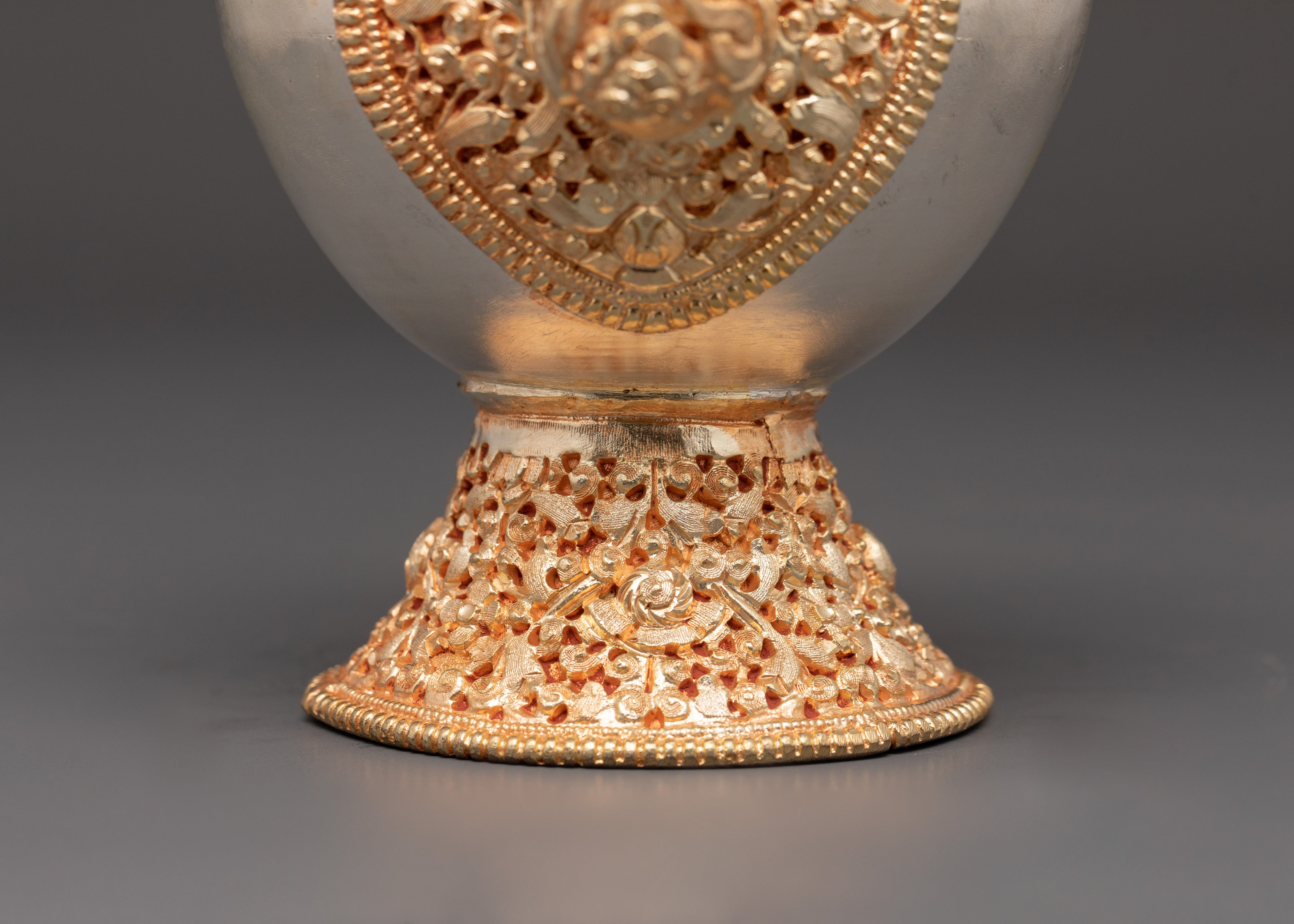 Electro Gold & Silver Plated Bhumba Set | Tibetan Copper Ritual Offering Vessels