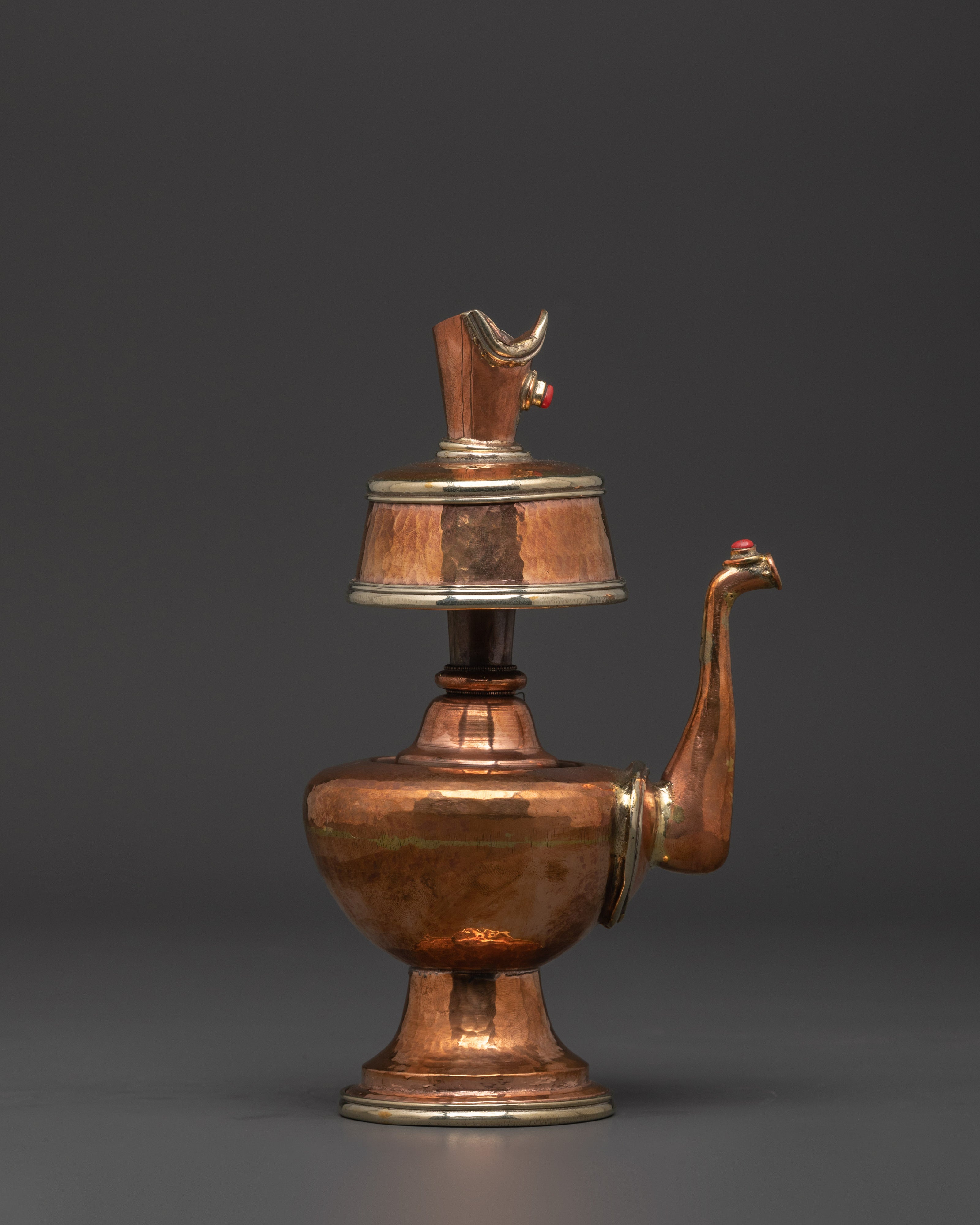 Copper Bumpa Set with Bird-Form Spouts | Tibetan Ritual Water Vessels