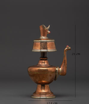 Copper Bumpa Set with Bird-Form Spouts | Tibetan Ritual Water Vessels
