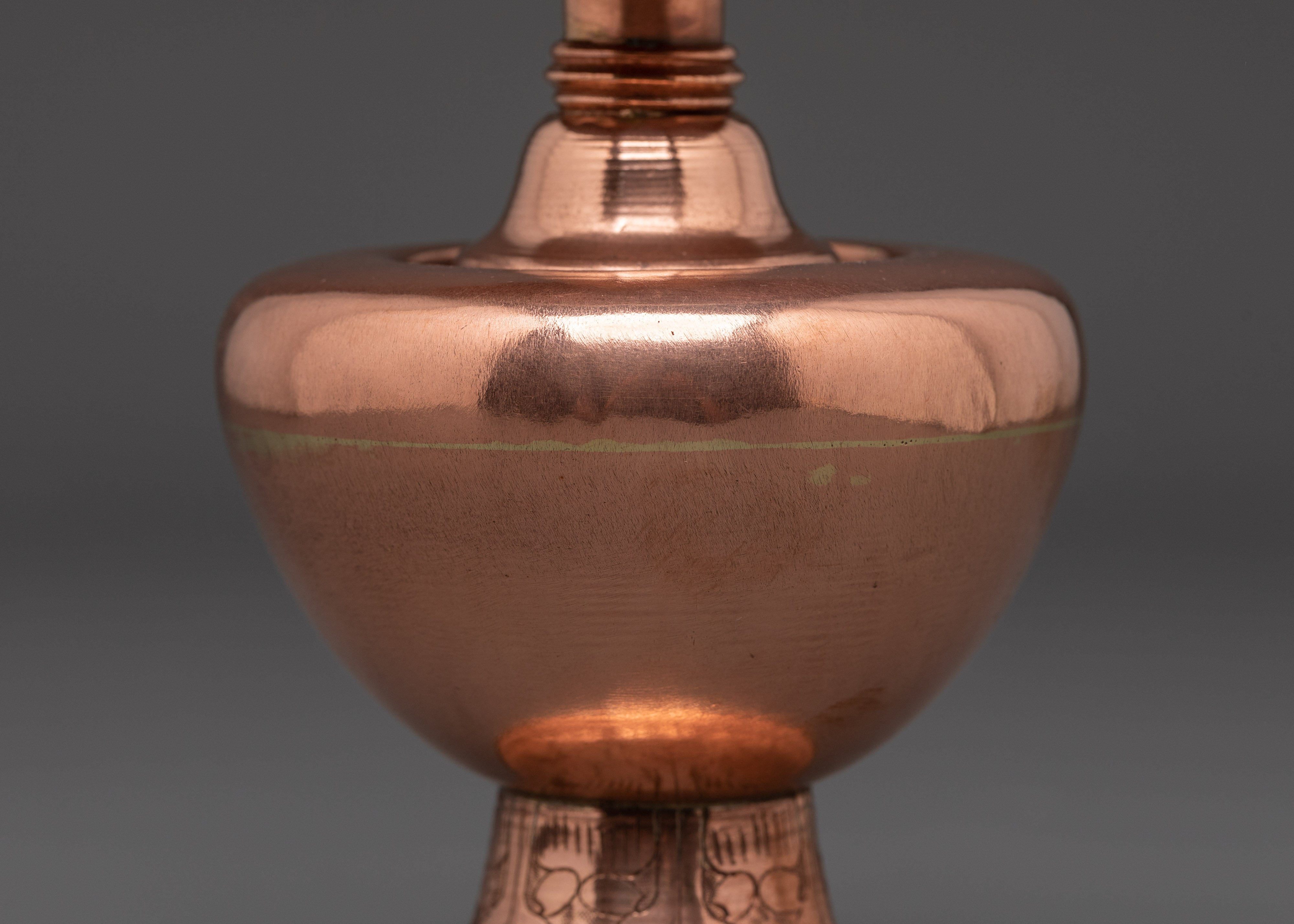 Himalayan Copper Buddhist Bumpa Set | 20.5cm Altar Vase with White Metal