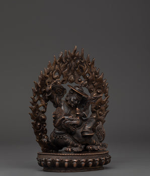 Dorje Lekpa Tibetan Statue | Handcrafted Protector Deity on Snow Lion