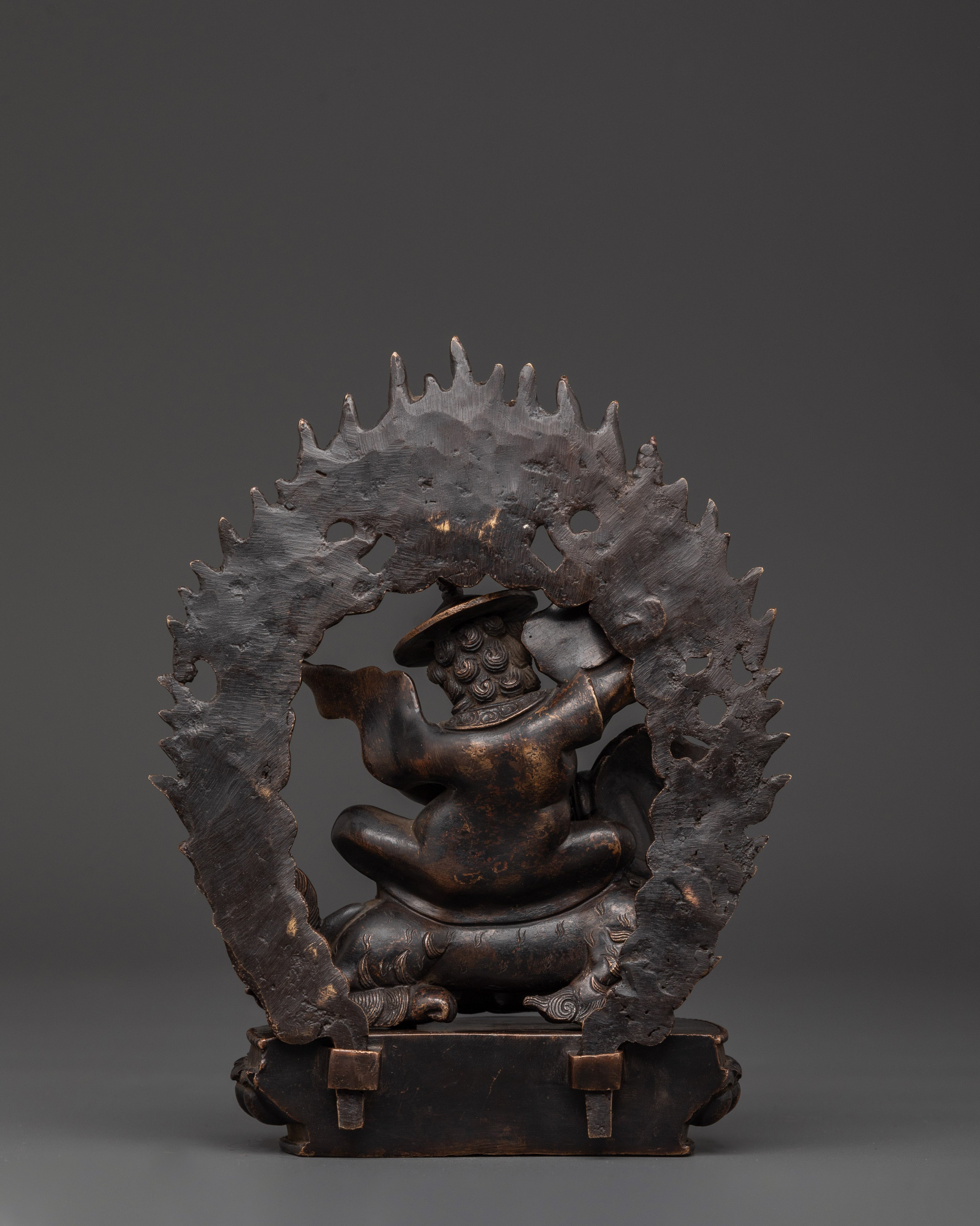Dorje Lekpa Tibetan Statue | Handcrafted Protector Deity on Snow Lion
