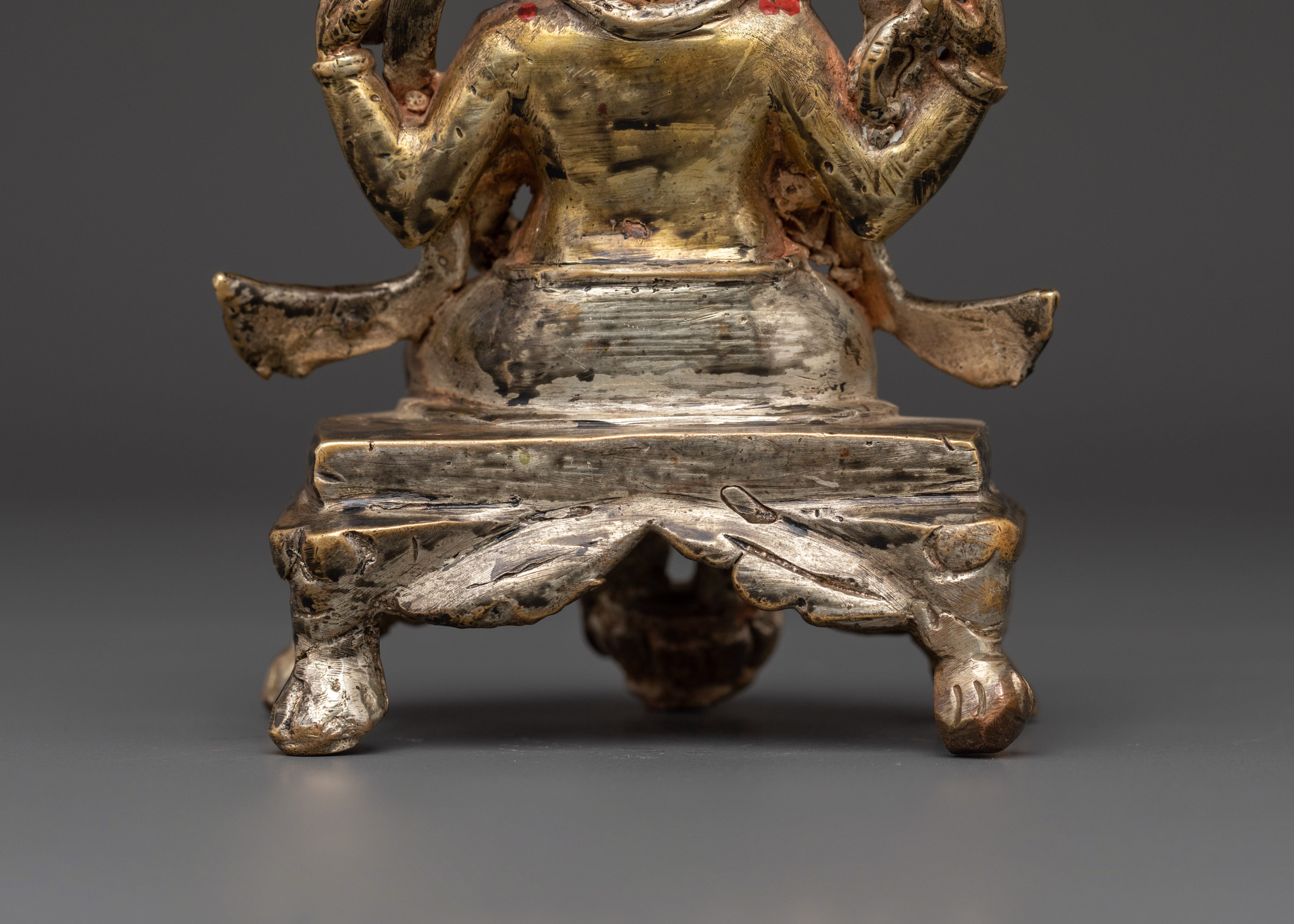 Seated Ganesha Statue | Silver and Gold-Toned Hindu Deity Sculpture