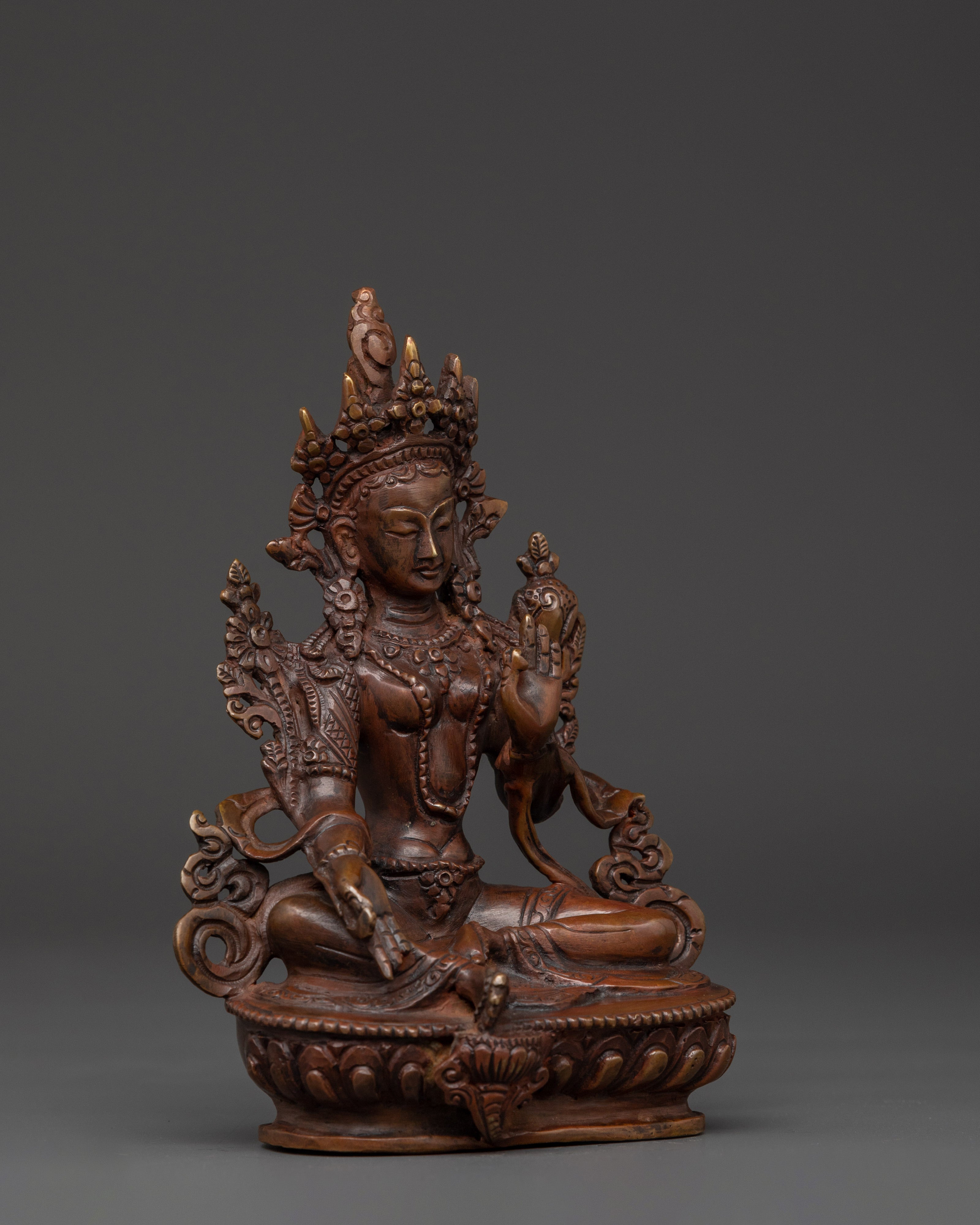 Green Tara Handmade Statue | Oxidized Copper