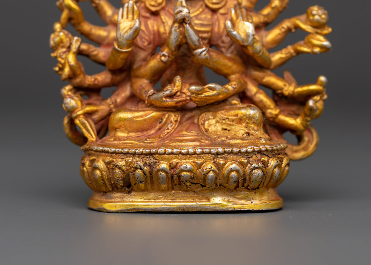 Cundi Handmade Statue | Gold-Plated Copper Deity for Wisdom & Protection