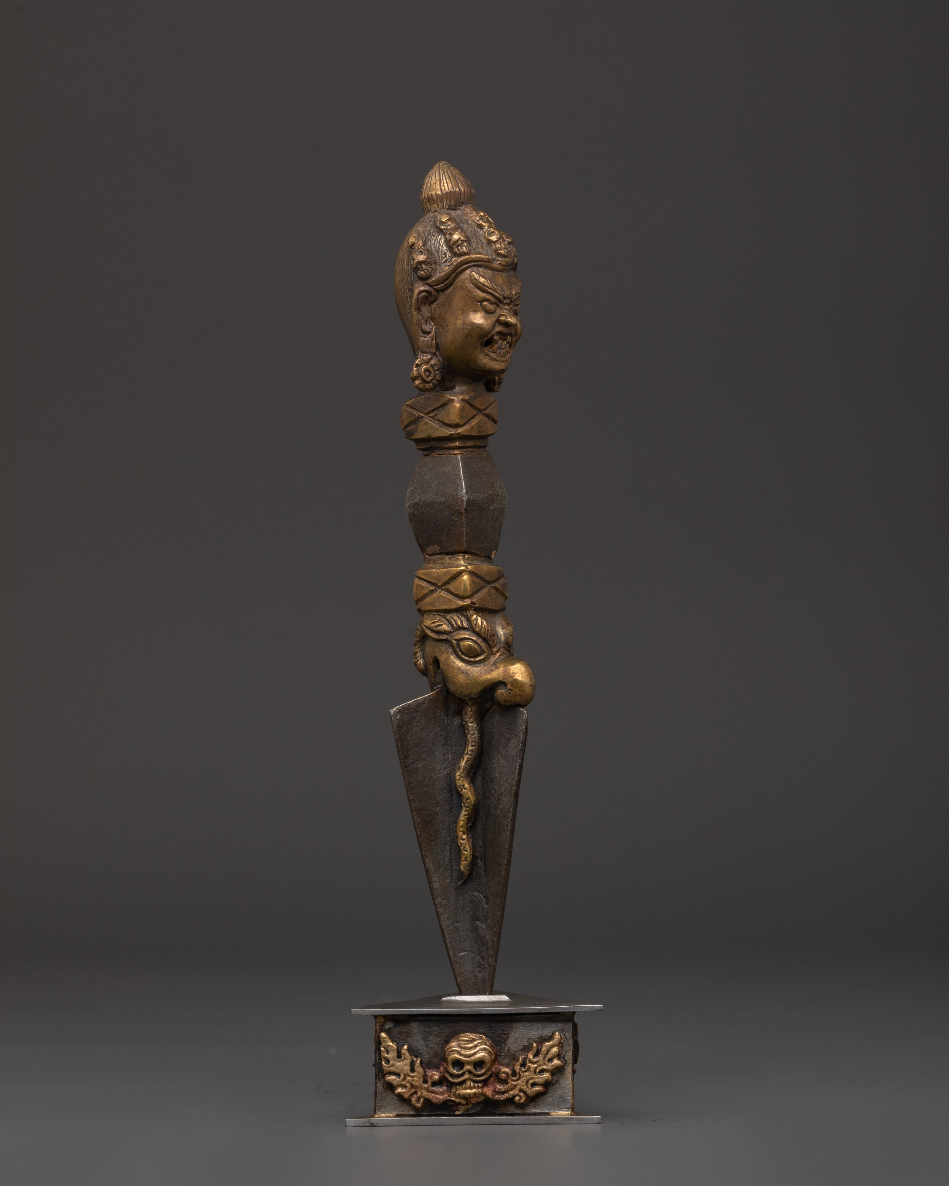 Tibetan Bronze Phurba Deity Dagger | Powerful Ritual and Meditation Tool