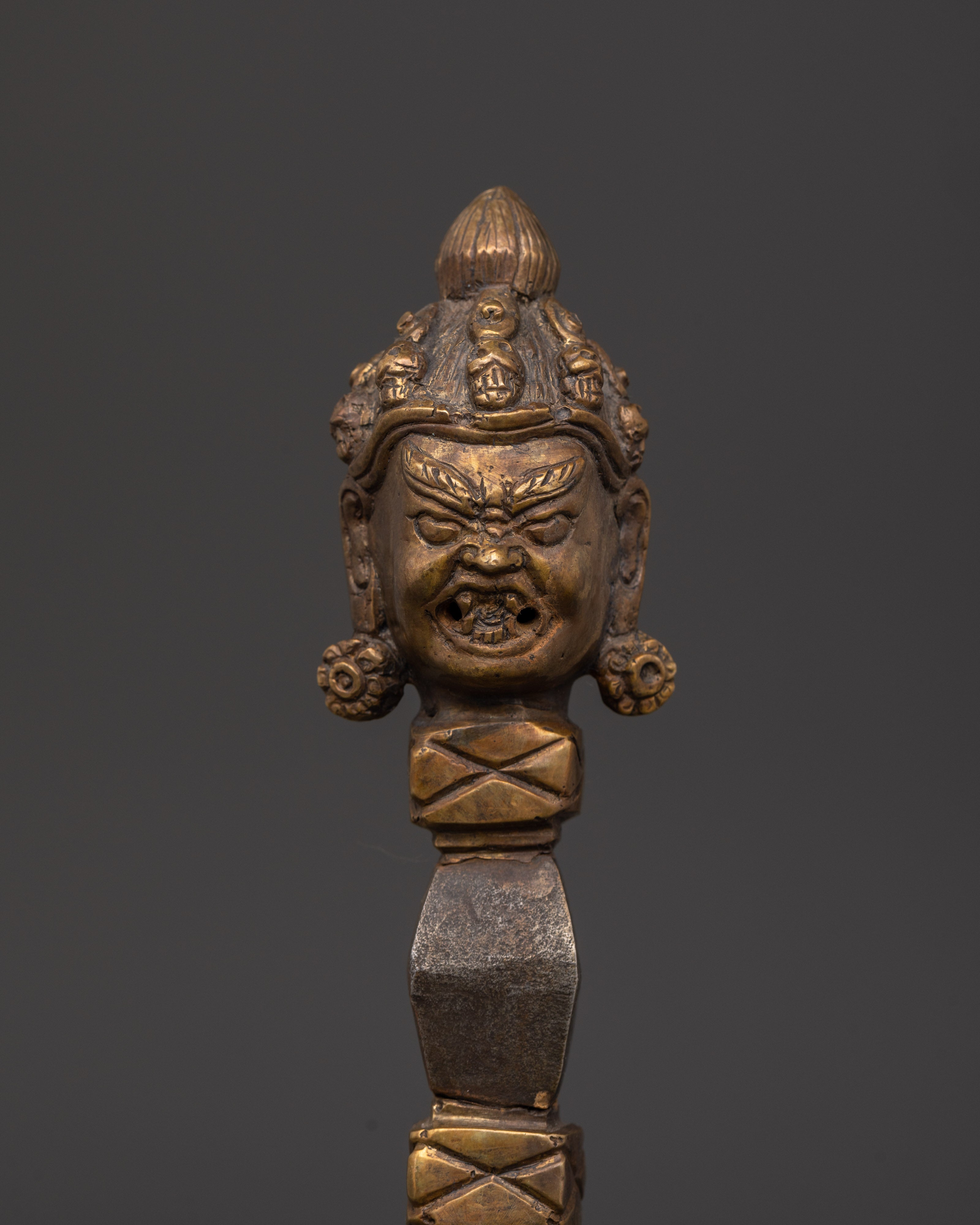 Tibetan Bronze Phurba Deity Dagger | Powerful Ritual and Meditation Tool