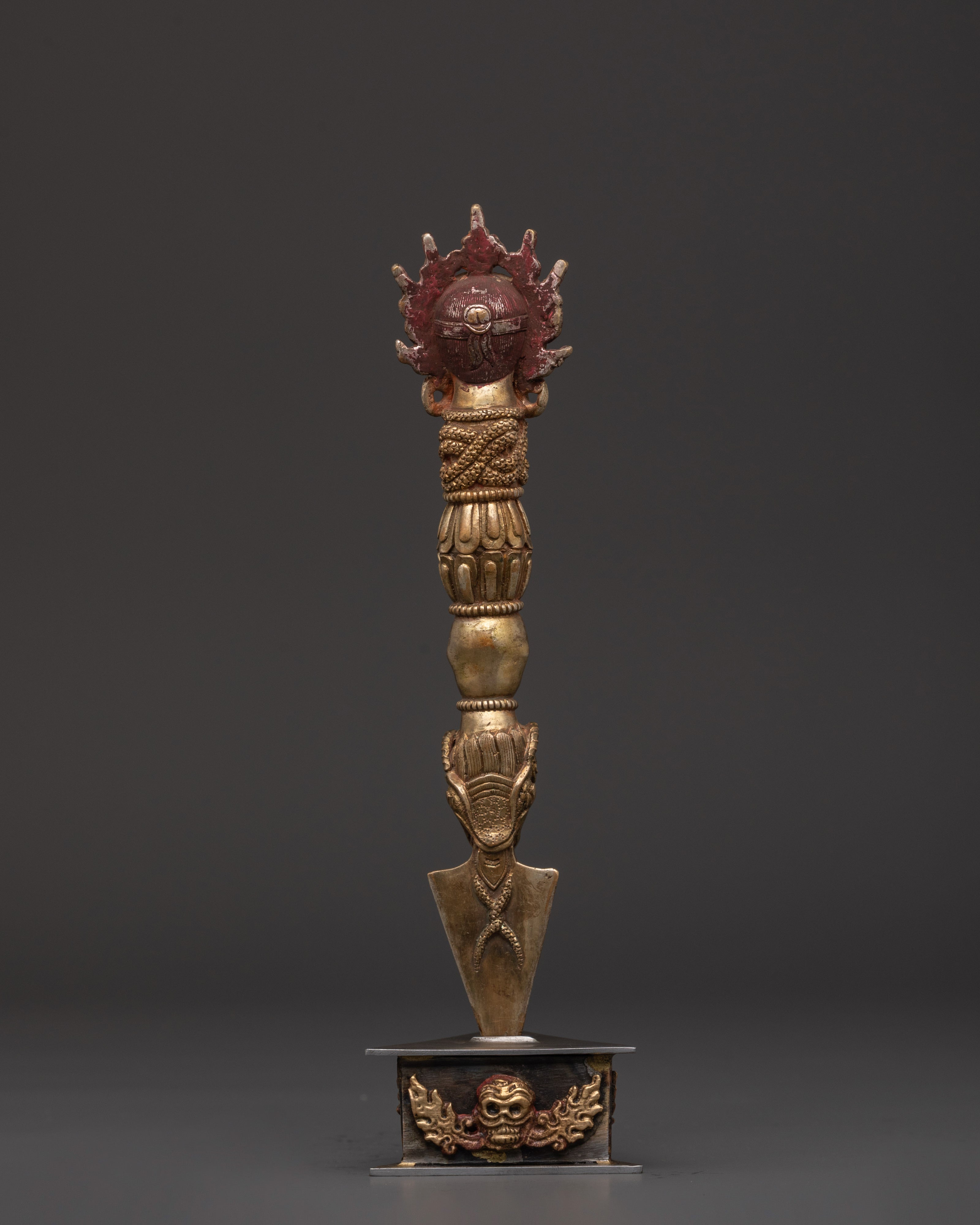 Tibetan Ceremonial Copper Phurba | Handcrafted Gold Plated Ritual Dagger